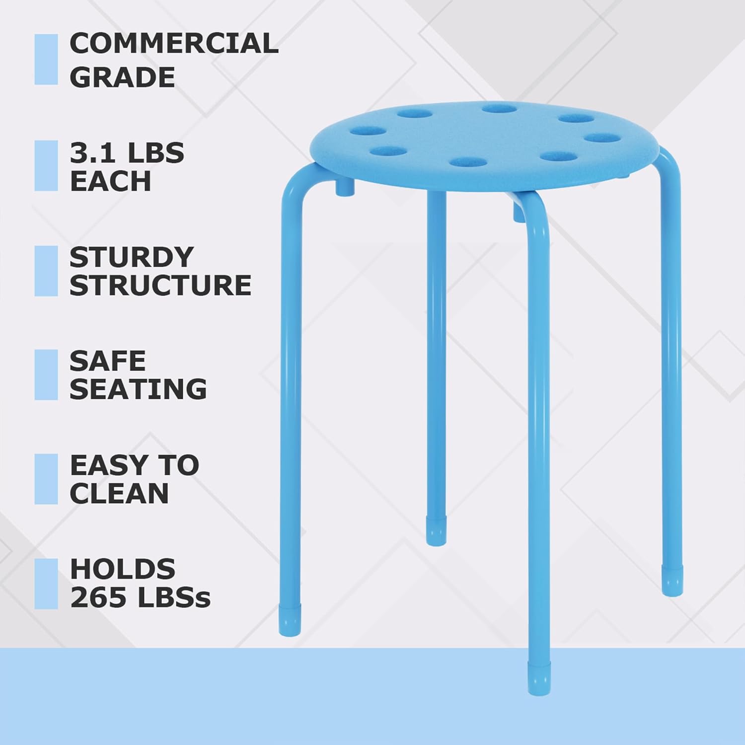 VECELO 6-Piece Stacking Stools, 17.7 Inch Standard Height - VECELO