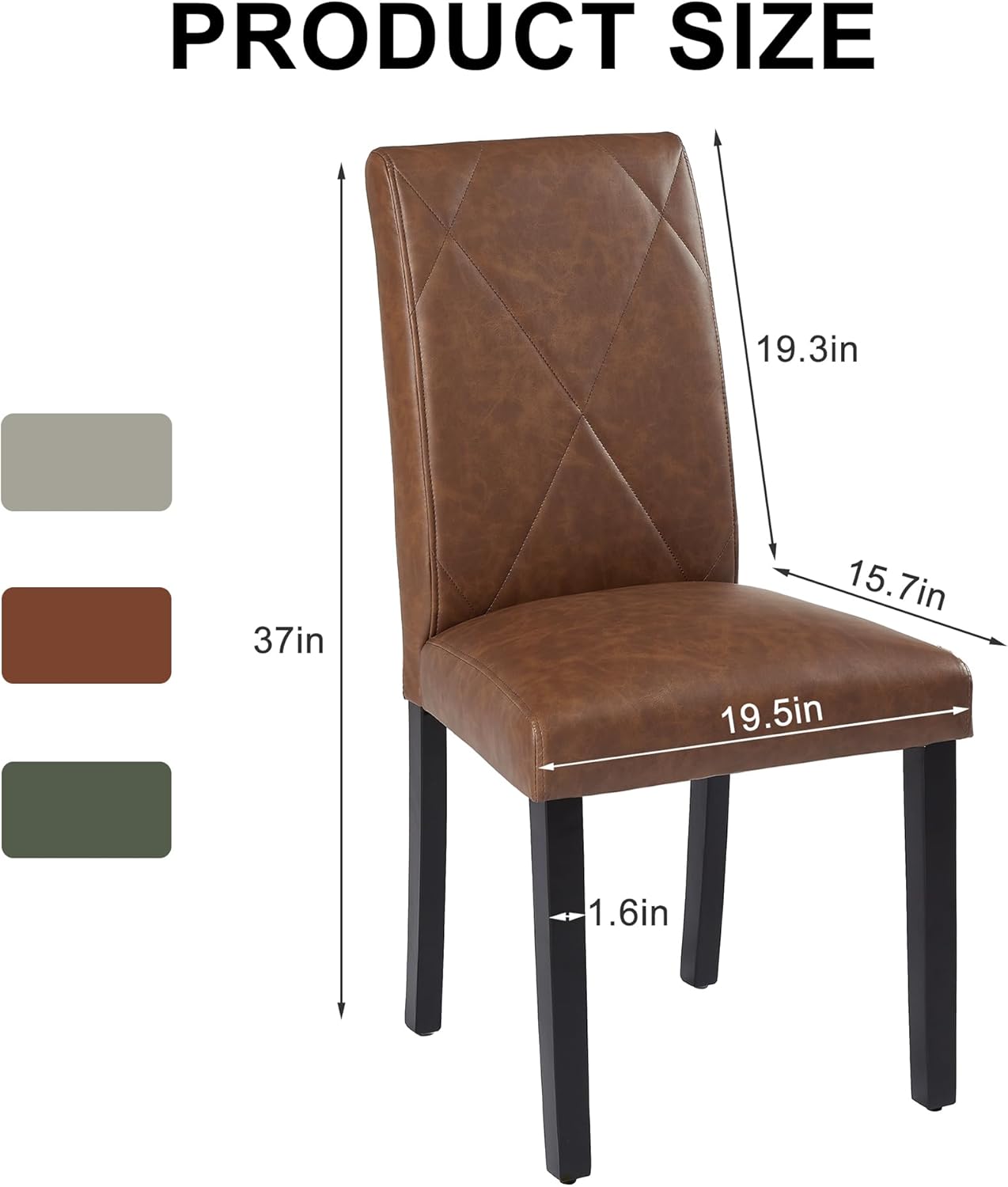 VECELO Upholstered Dining Chairs Set of 2 Modern Fabric and High Back & Solid Wood Legs for Kitchen