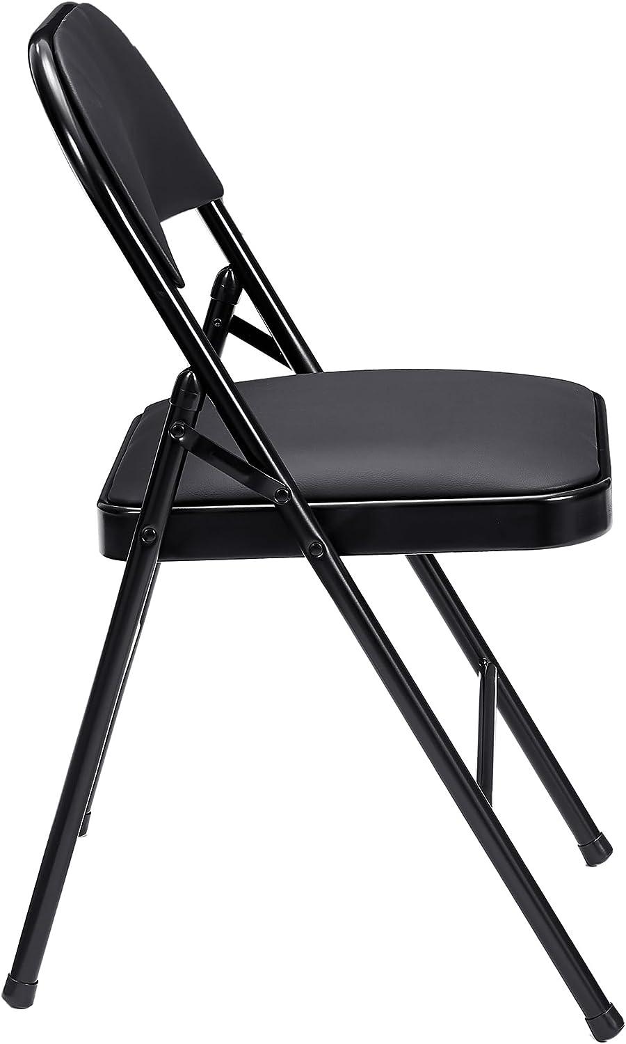 VECELO 4-Pack Folding Chairs Portable Metal with Ultra Soft PU Padded Cushion Seats - VECELO