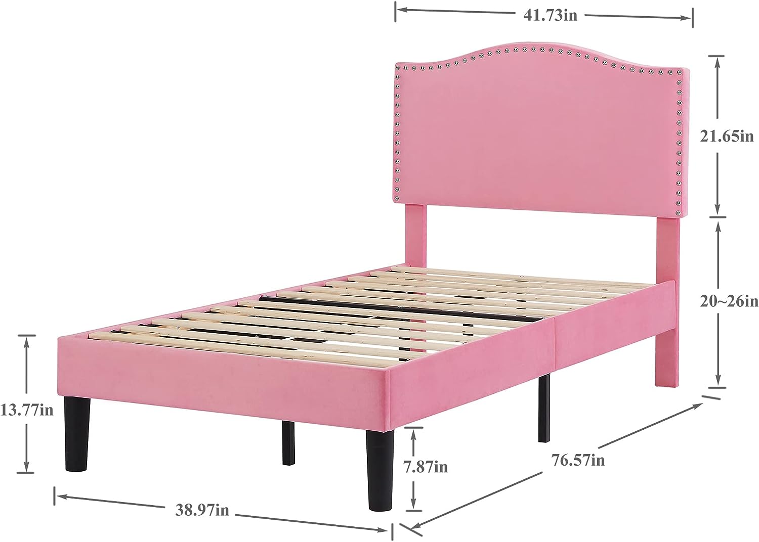 Bed Frame Platform with Upholstered Headboard