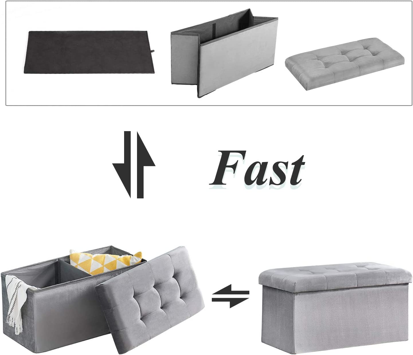 VECELO Tufted Velvet Ottoman Foot Stool