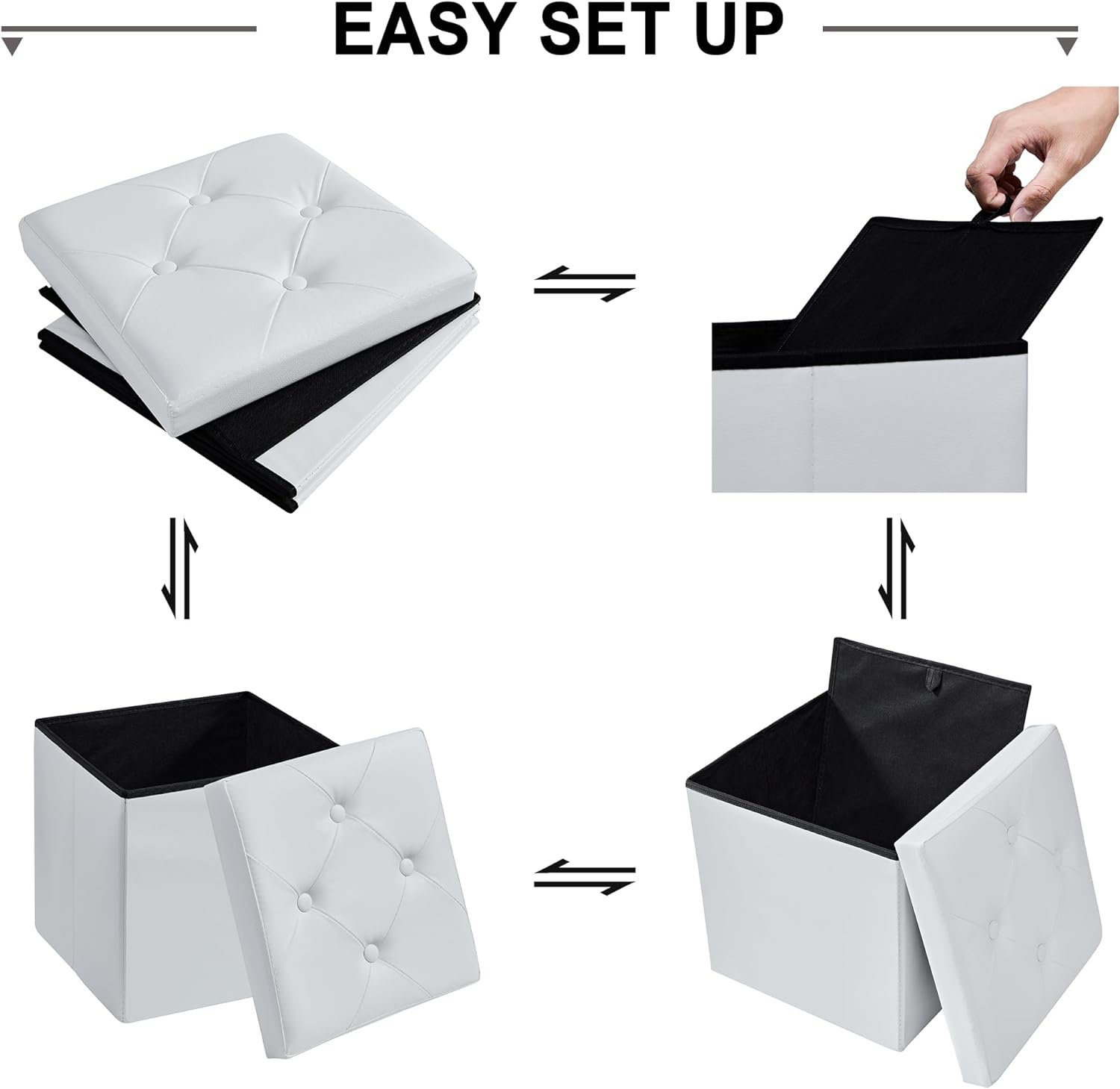 VECELO Storage Ottoman Bench End of Bed 43'' Footstool Footrest Stool Shoestool for Bedroom Hallway Entraway Living Room