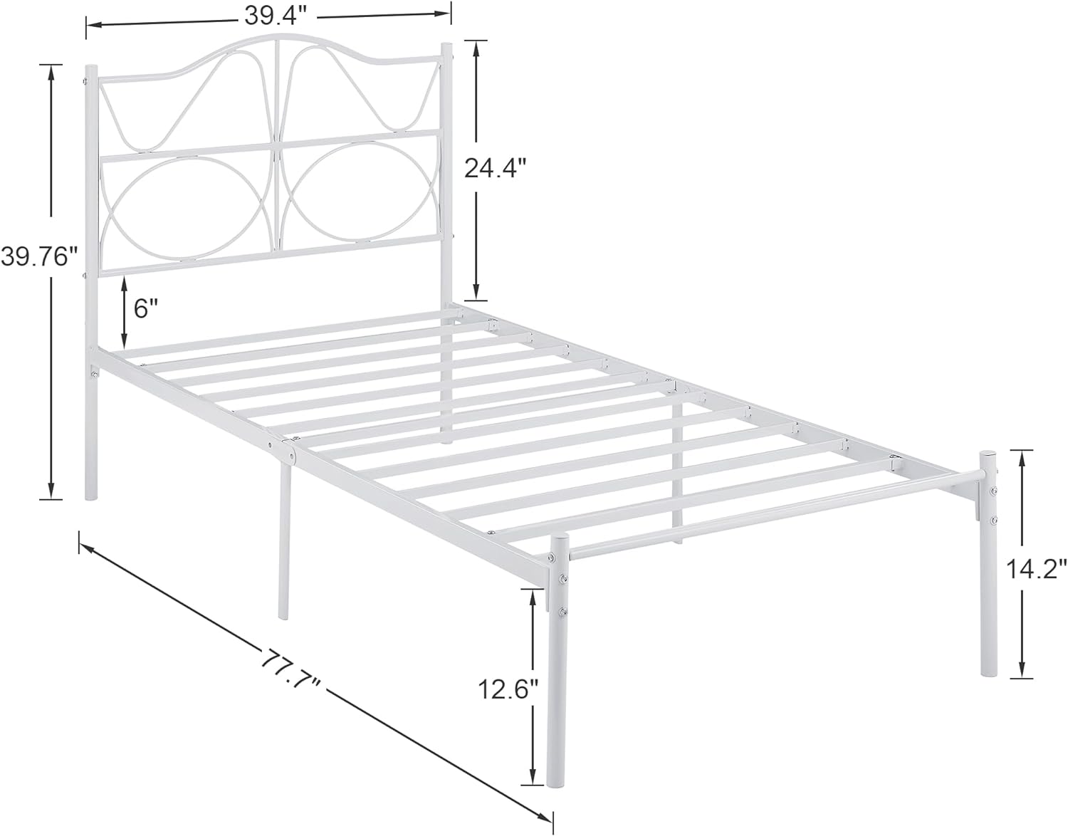 VECELO Bed Frame, Metal Bed Platform with Headboard