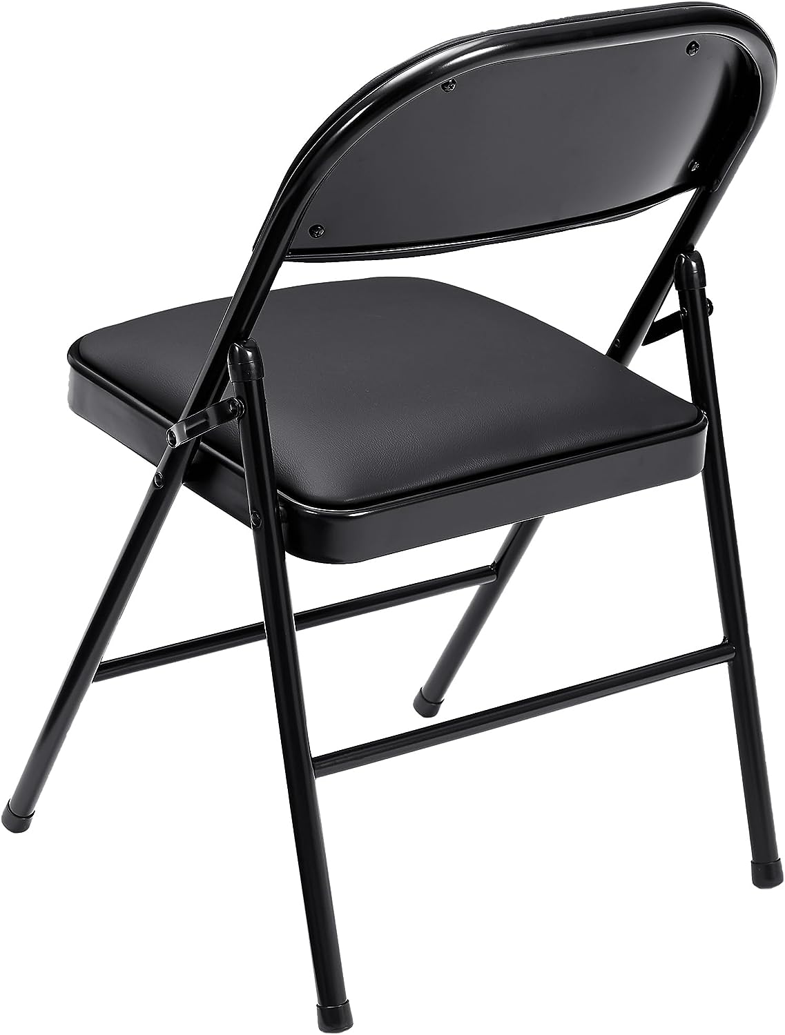 VECELO 4-Pack Portable Metal Folding Chairs with PU Padded Soft Seats Black