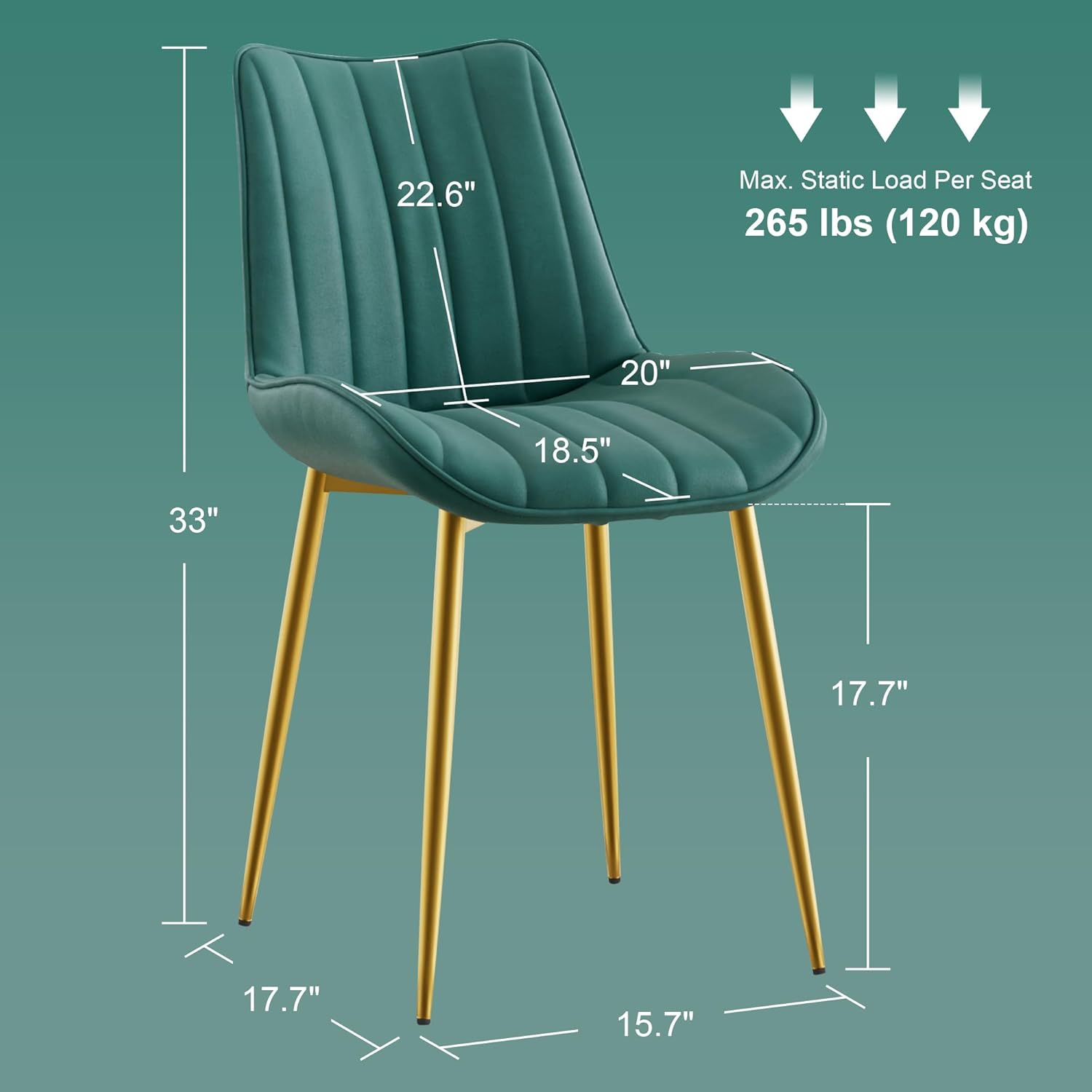 VECELO Dining Chairs, Velvet Fabric & Metal Frame