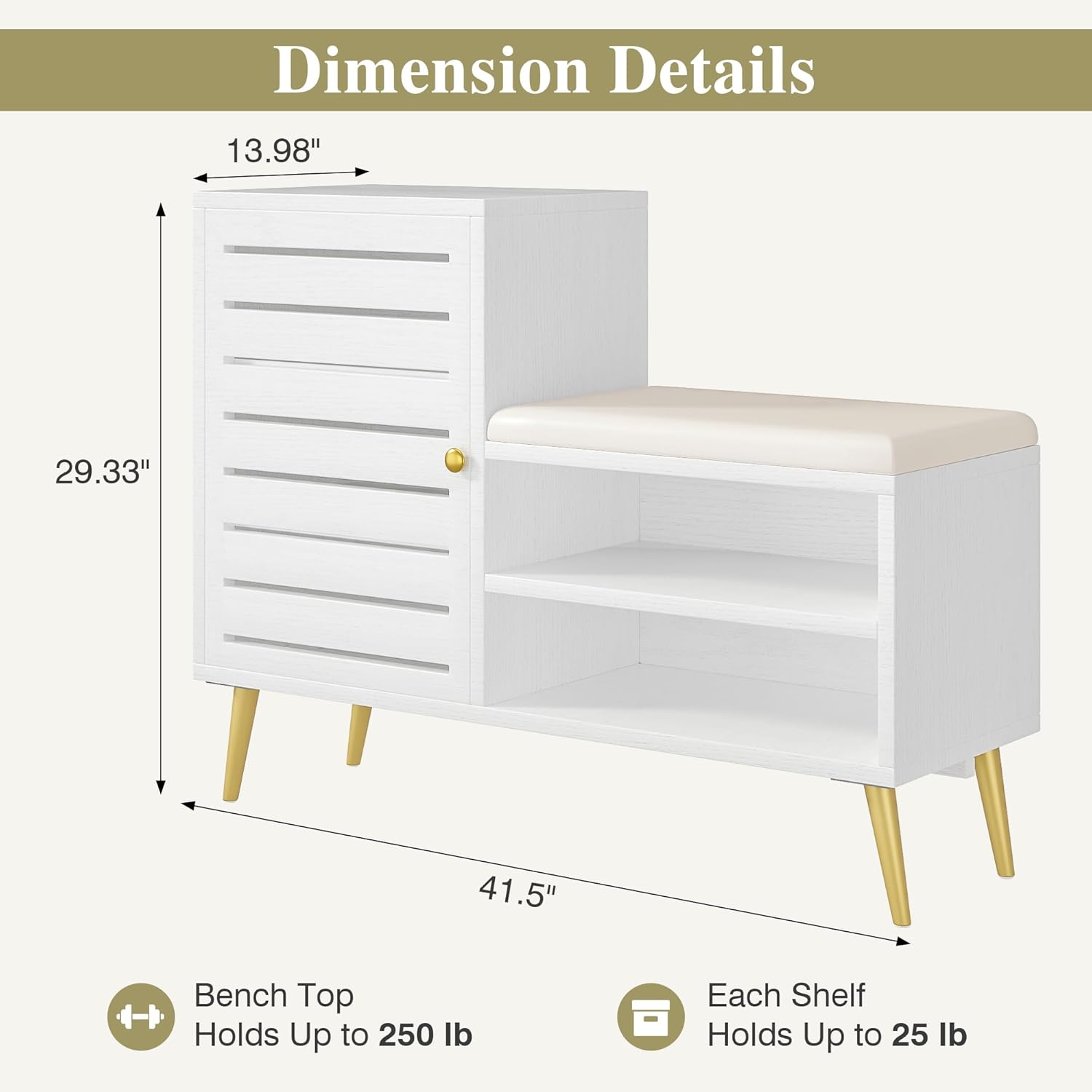VECELO Shoe Storage Bench with Door&Shelf
