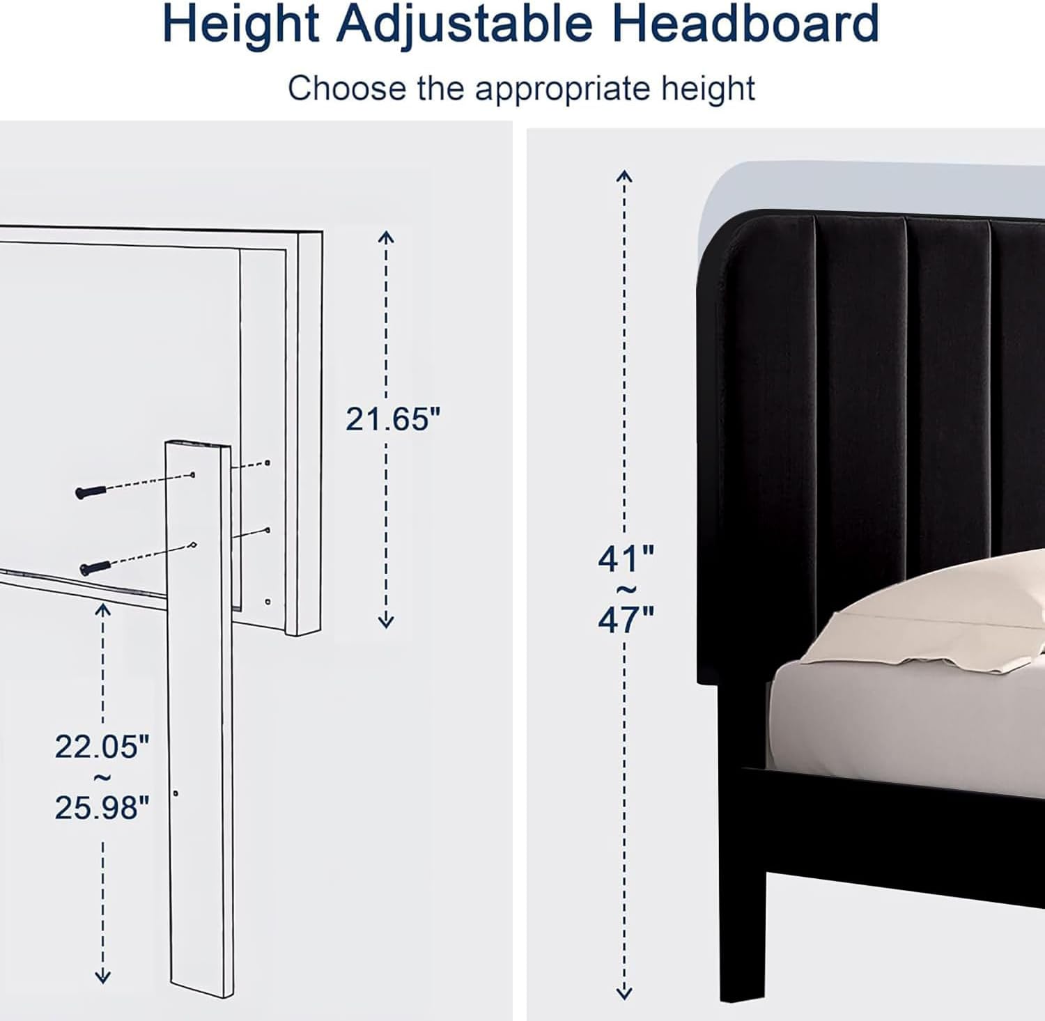 VECELO Twin Size Bed Frame with Adjustable Headboard, Velvet Heavy Duty Platform Beds with Strong Wood Slats Support