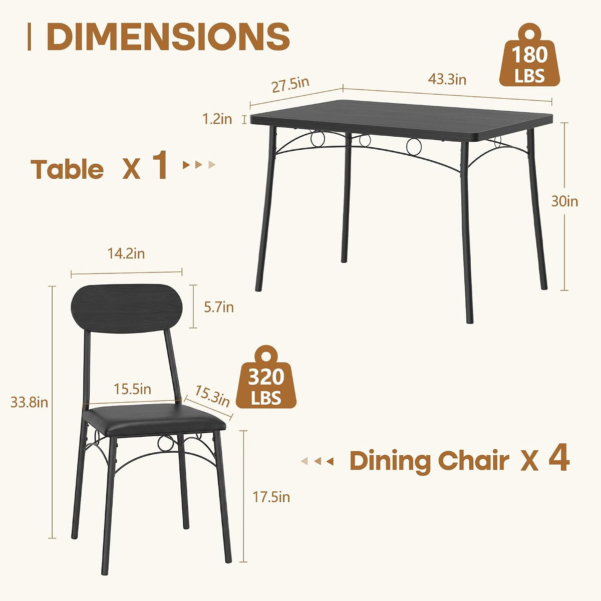 VECELO Dining Table Set