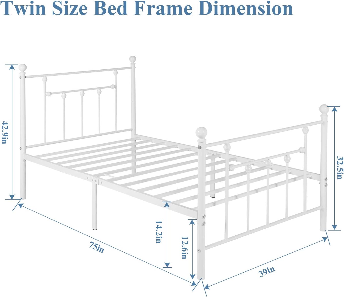 Modern Metal Platform Bed Frame Mattress Foundation with Headboard and Footboard
