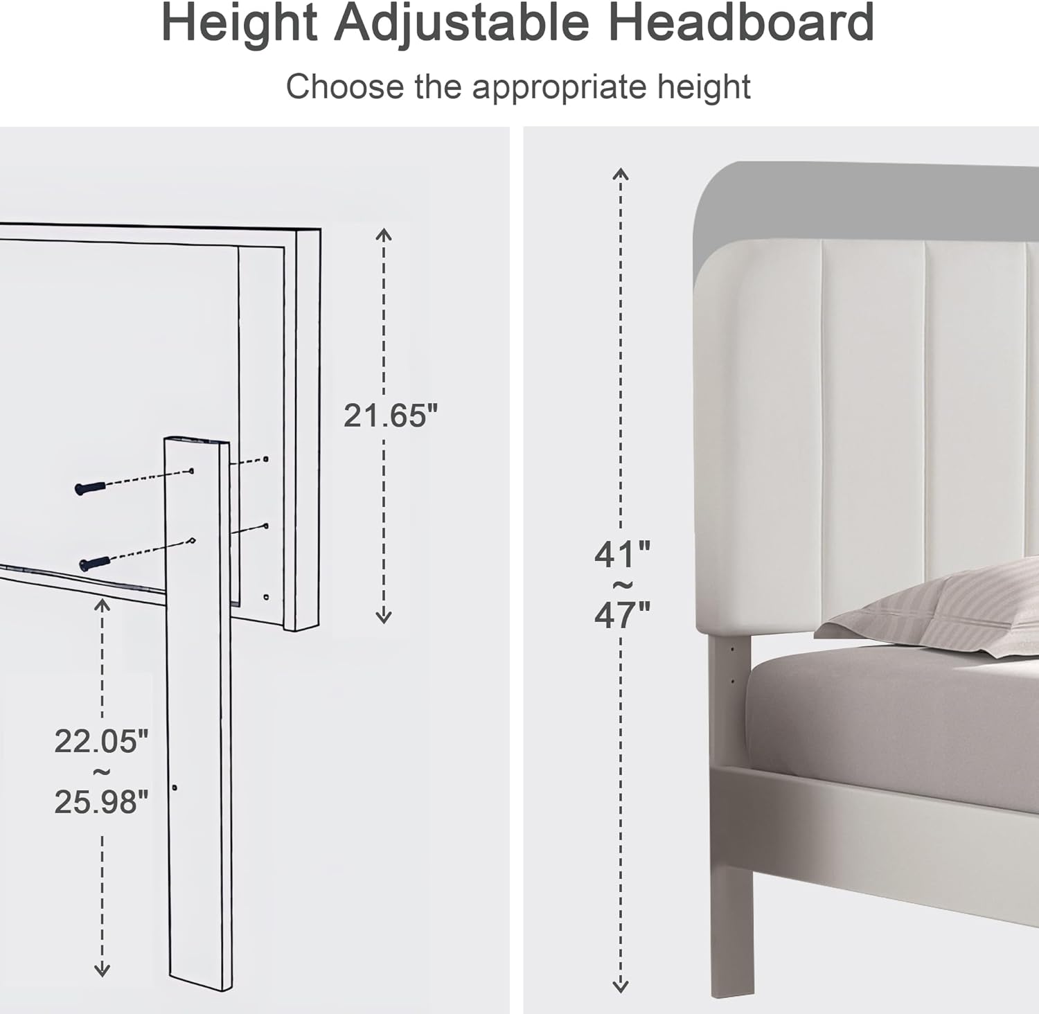 VECELO Upholstered Platform bedframe with Adjustable Headboard