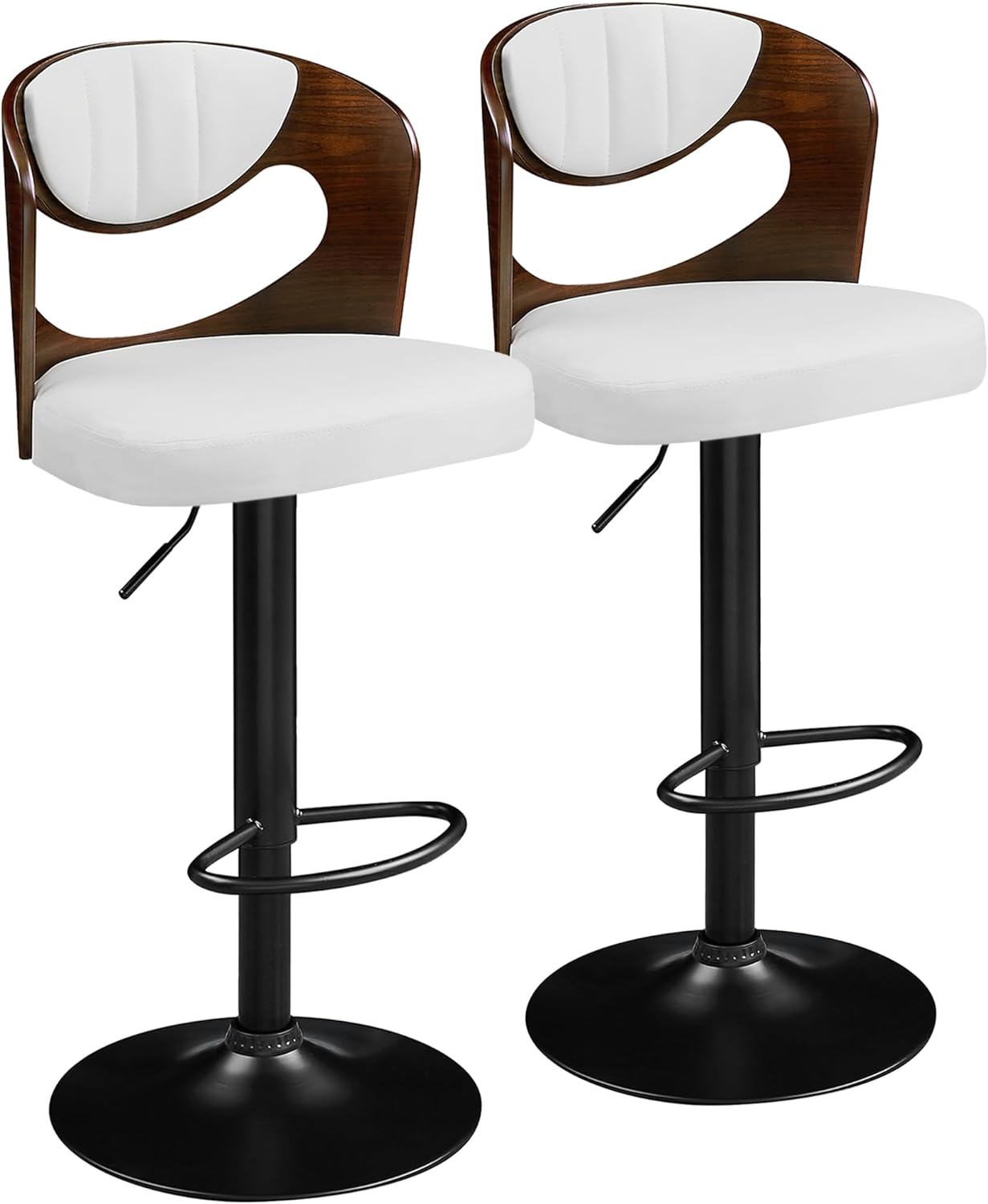 VECELO Bar Stool Set of 2,Counter Height Stools with Bentwood Back