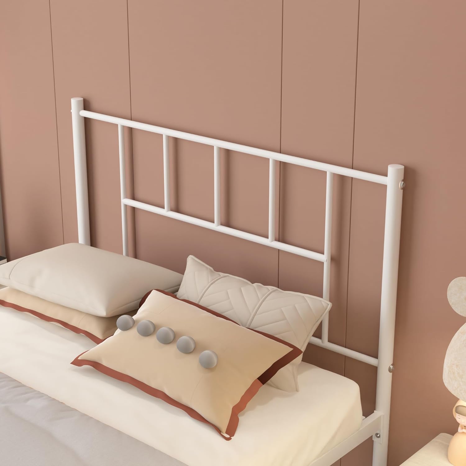 VECELO Bed Frame, 14 Inch Metal Platform with Headboard, Heavy Duty Steel Slat Support - VECELO
