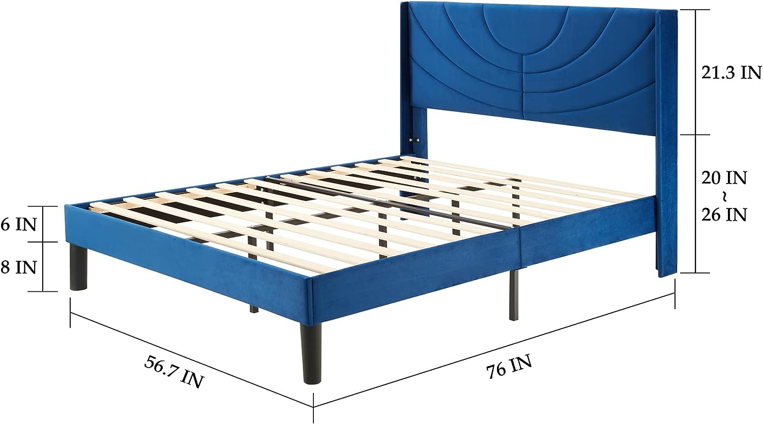 VECELO Upholstered Platform Bed Frame with Adjustable Fabric Headboard