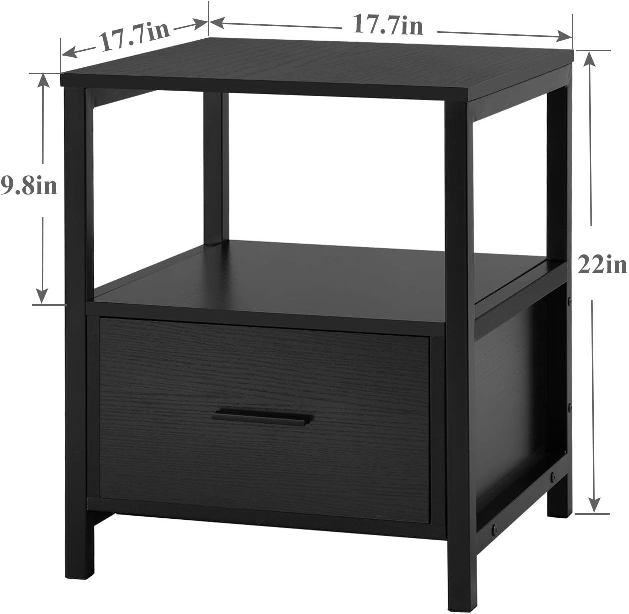 VECELO Nightstand Modern Square End Side Table, 1 Pack/2 Packs