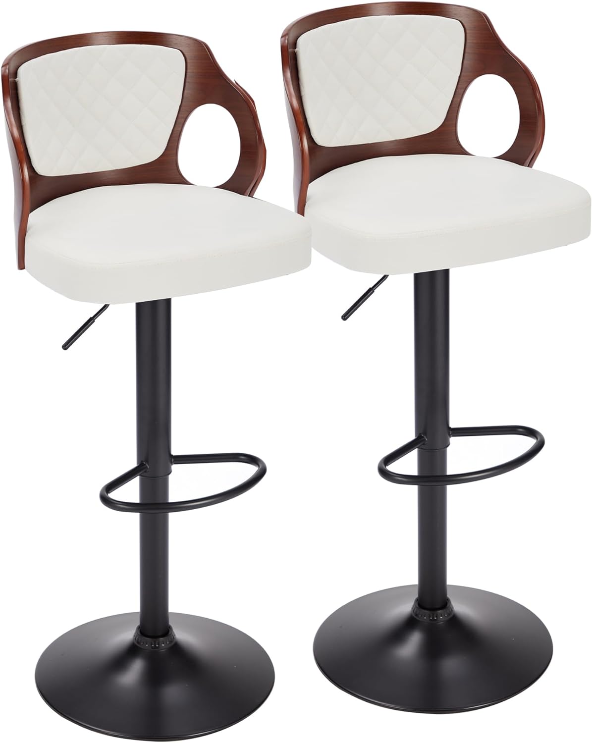 VECELO Bar Stool Set of 2, Counter Height Stools with Bentwood Back