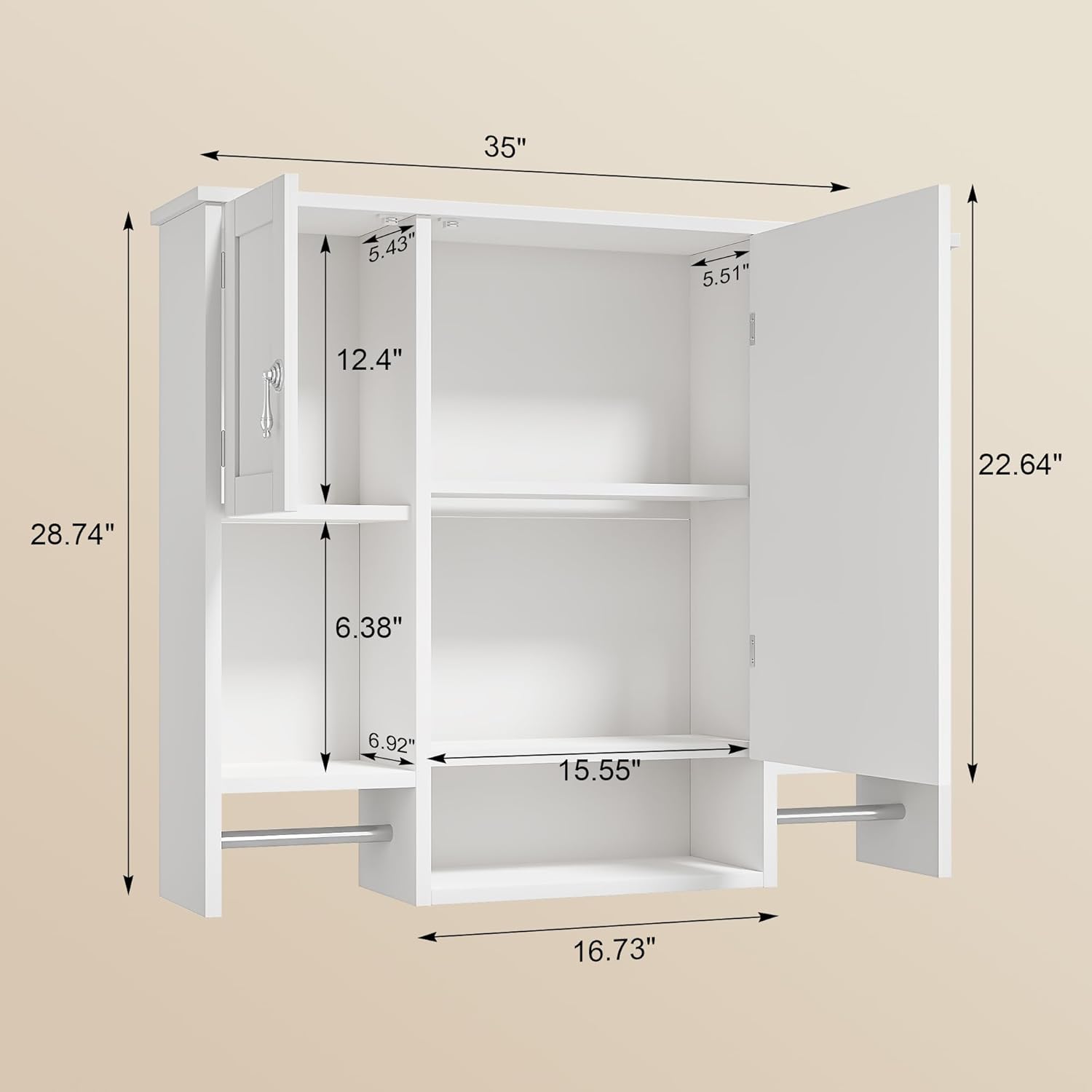 VECELO Bathroom Wall Cabinet with Mirror