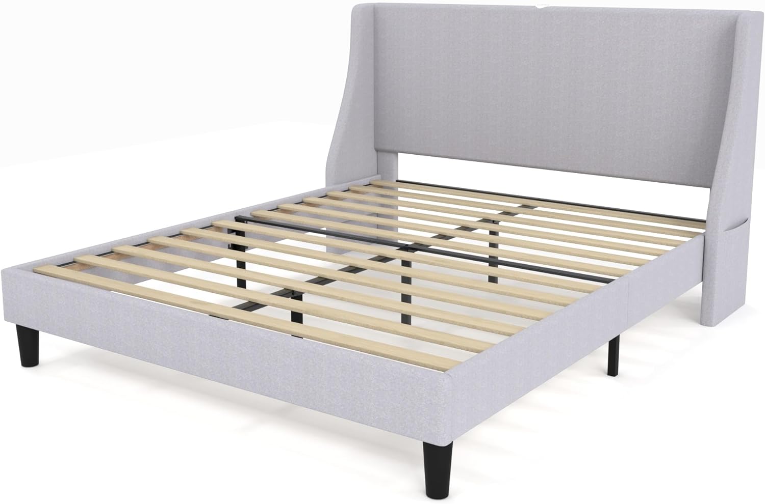 VECELO Bed Frame with Upholstered Wingback Headboard - VECELO