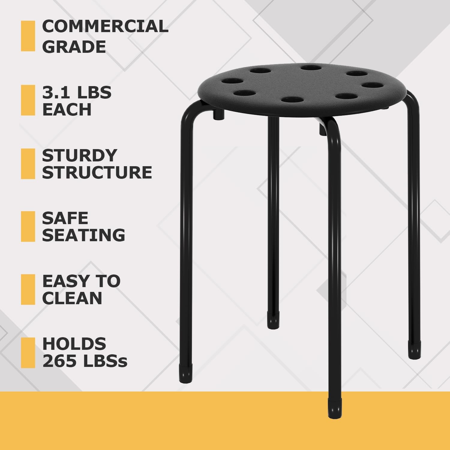 VECELO 6-Piece Stacking Stools, 17.7 Inch Standard Height - VECELO
