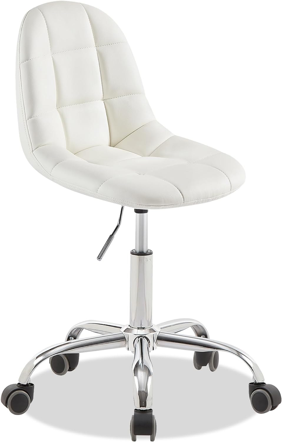 VECELO Modern Armless Home Office Desk Chair, Height Adjustable, PU Leather 360 Degree Swivel with Wheels