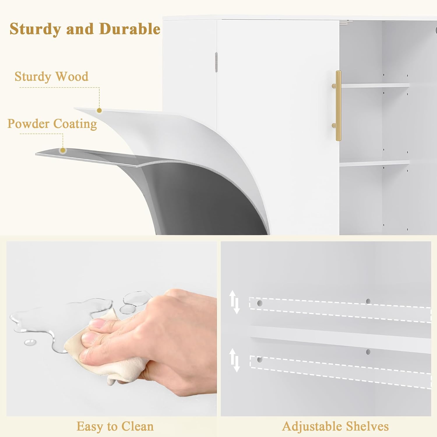 VECELO 35.5” Small Kitchen Pantry Storage Cabinet with 2 Doors and Adjustable Shelves - VECELO