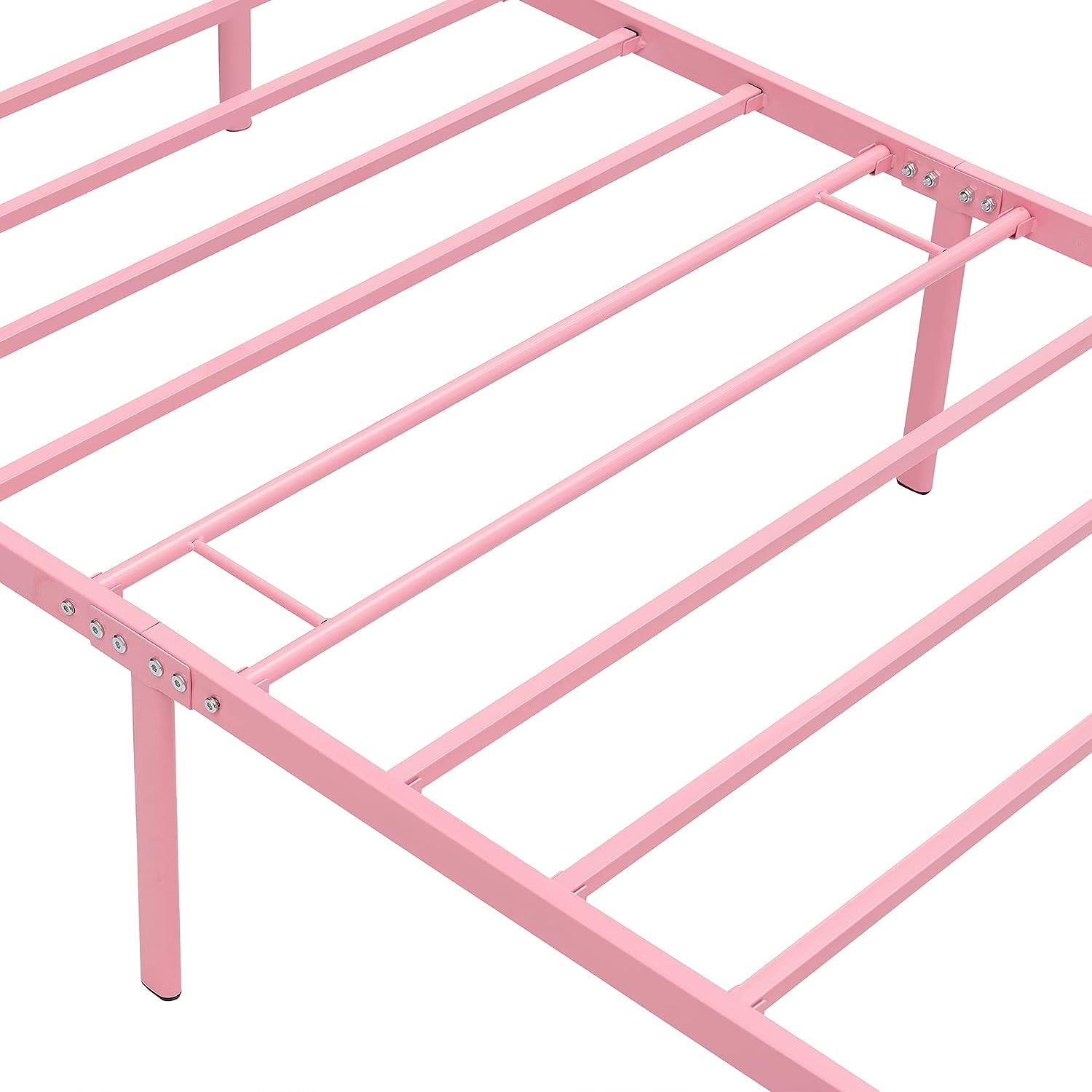 VECELO Twin Size Metal Platform Bed Frame for Girls Kids Adults, with Headboard and Footboard/No Box Spring Needed Mattress Foundation