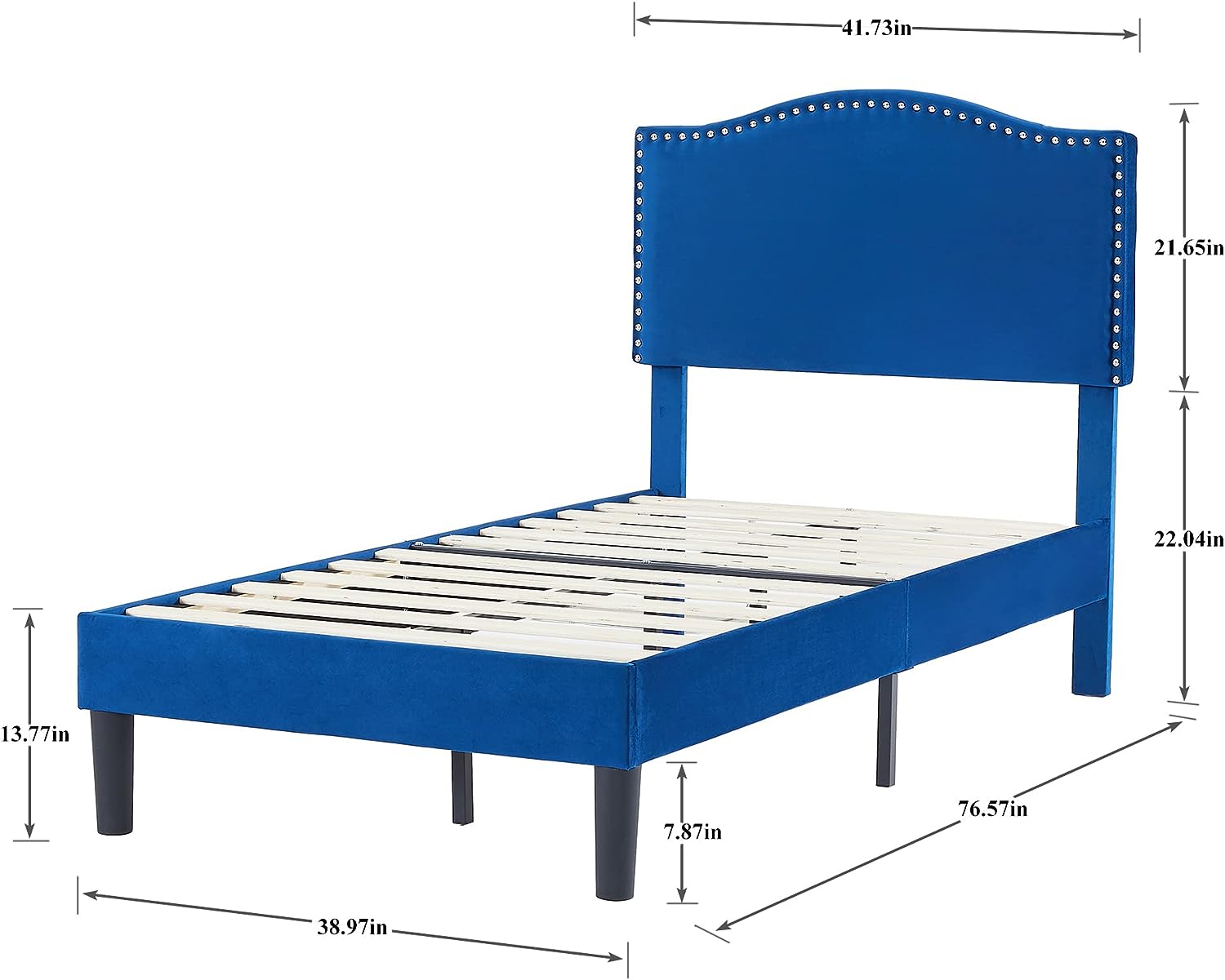 Bed Frame Platform with Upholstered Headboard
