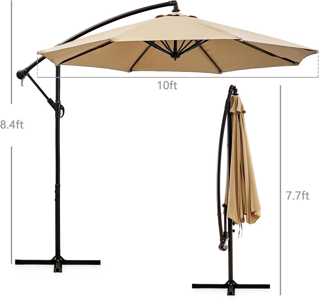 VECELO 10ft Offset Patio Umbrella with UV Protection Waterproof for Ou