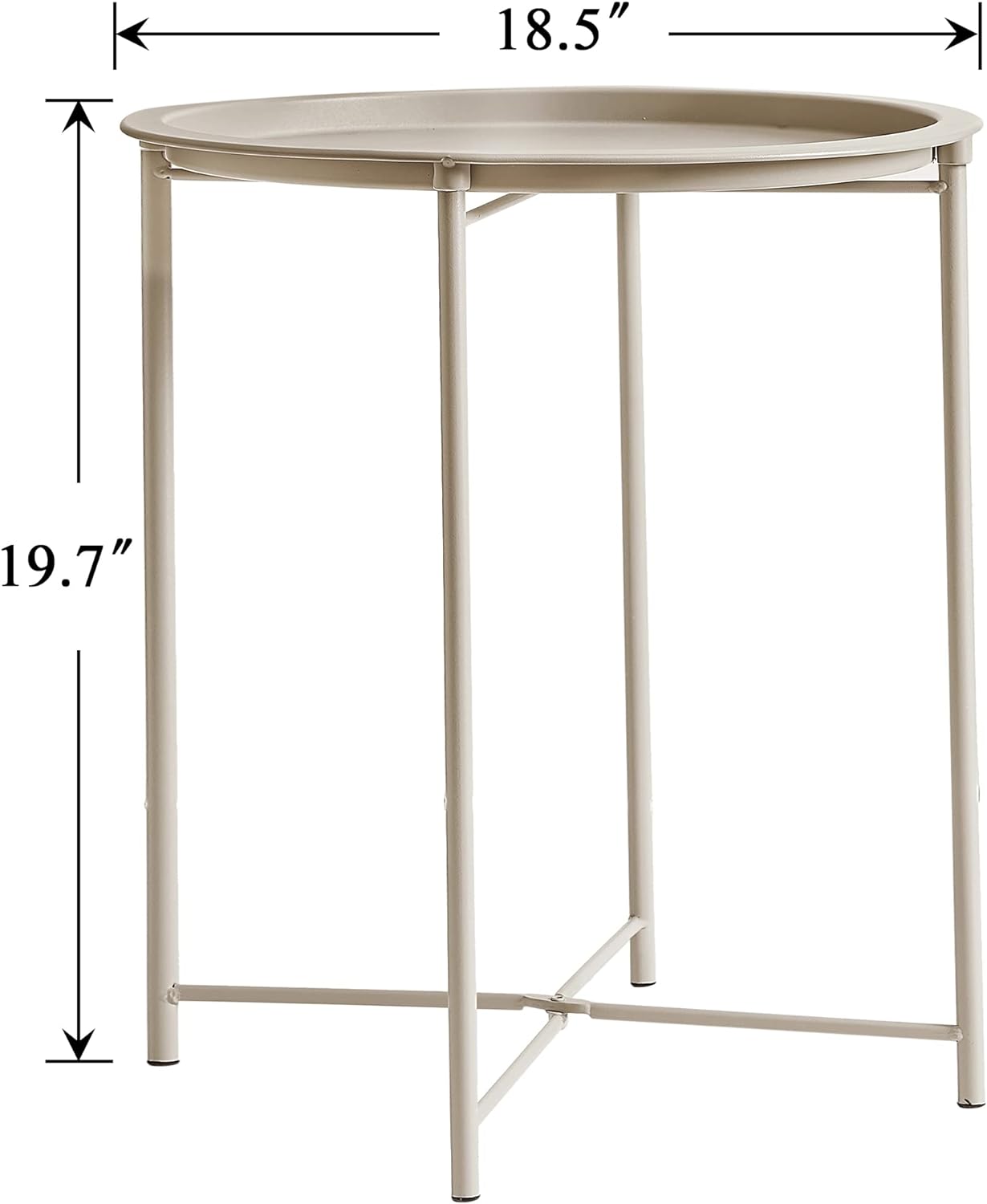 VECELO Metal Round End/Side Table with Removable Tray Small Folding Anti-Rust Nightstand