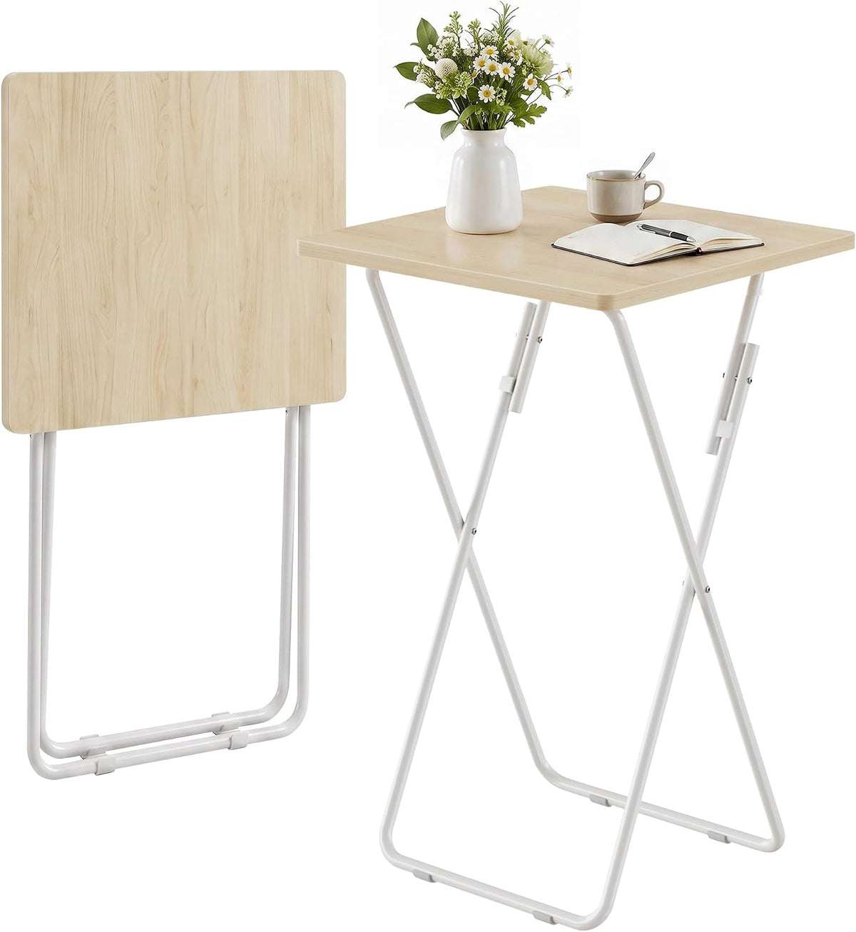 VECELO Folding Table  Portable TV Snack Trays  No Assembly Required
