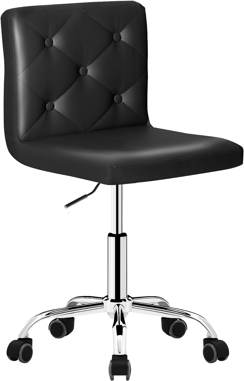 VECELO PU Leather Mid-Back Armless Desk Chair Adjustable Height 360° Rolling Swivel