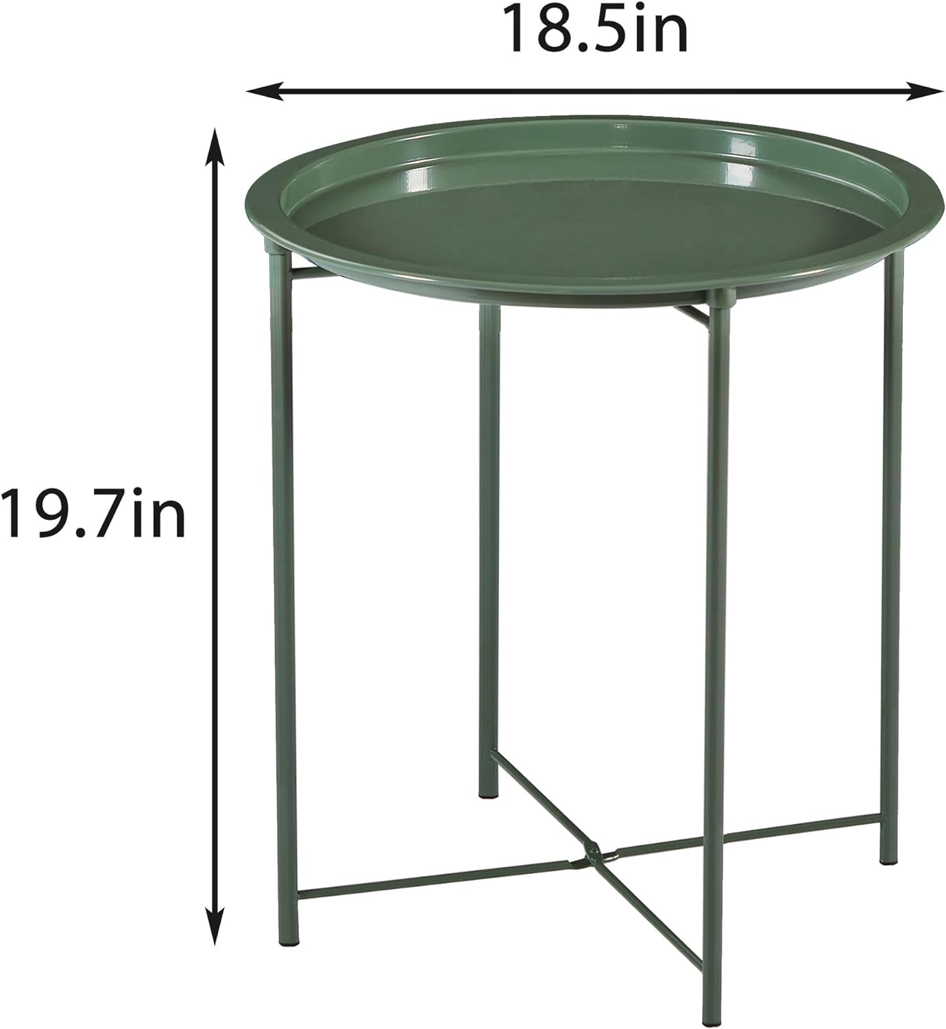 VECELO Metal Round End/Side Table with Removable Tray Small Folding Anti-Rust Nightstand