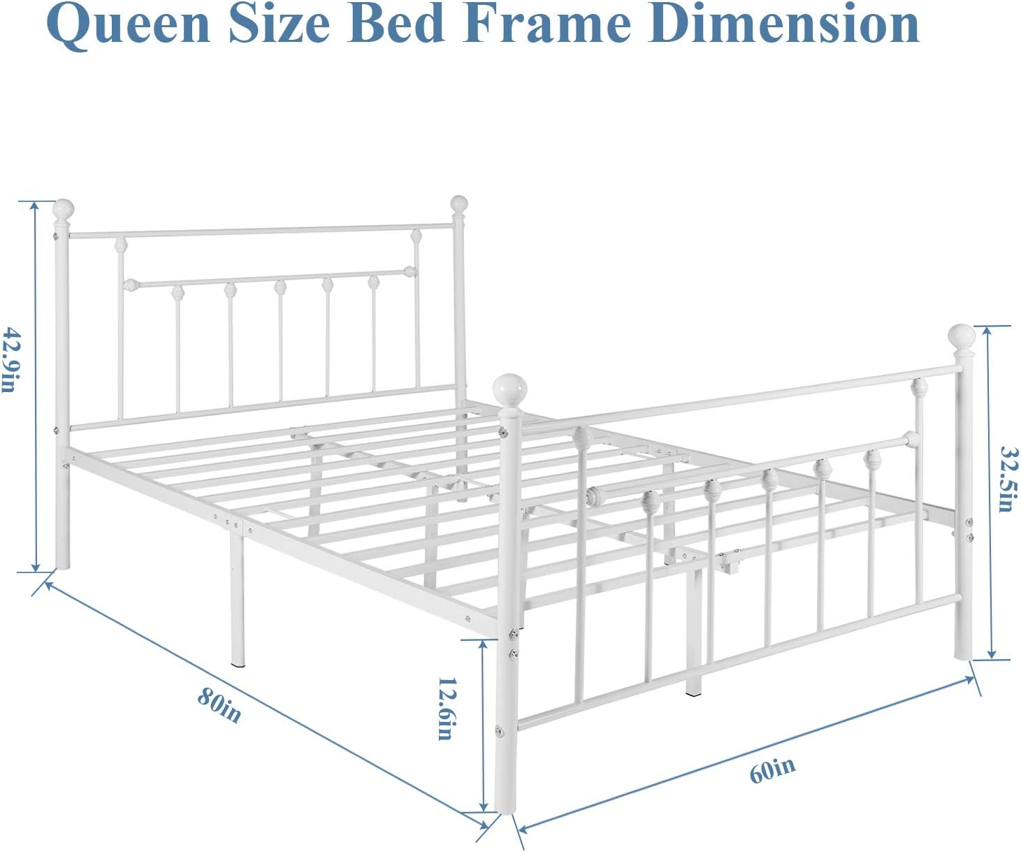 Modern Metal Platform Bed Frame Mattress Foundation with Headboard and Footboard