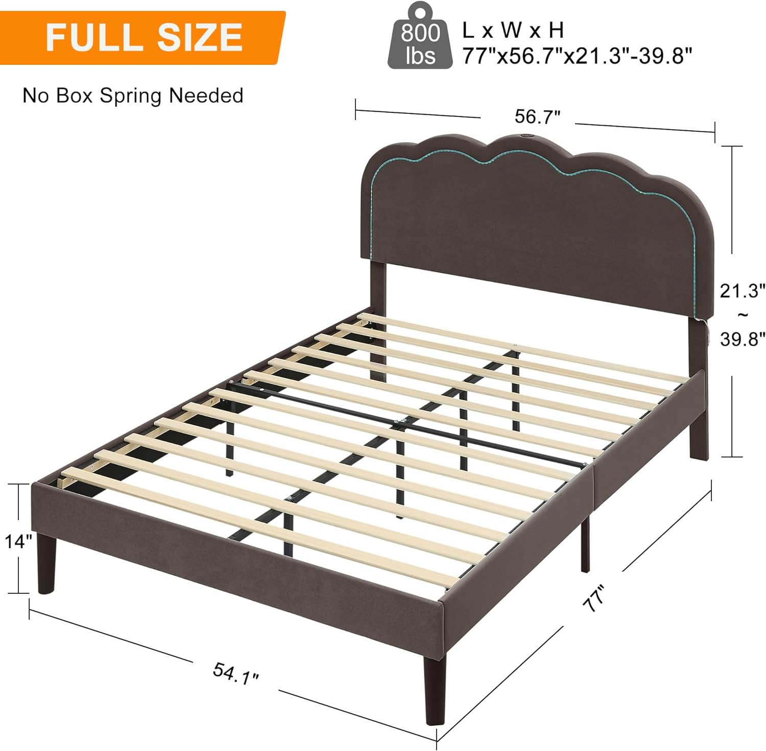 abcd2324ページ VECELO Upholstered Velvet Platform Bed Frame with Headboard
