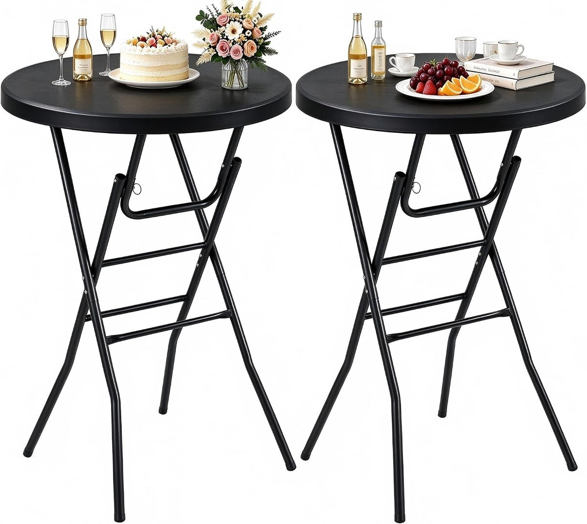 VECELO 32" Round Bar Height Folding Dining Table, 43.3" High Top Cocktail Table