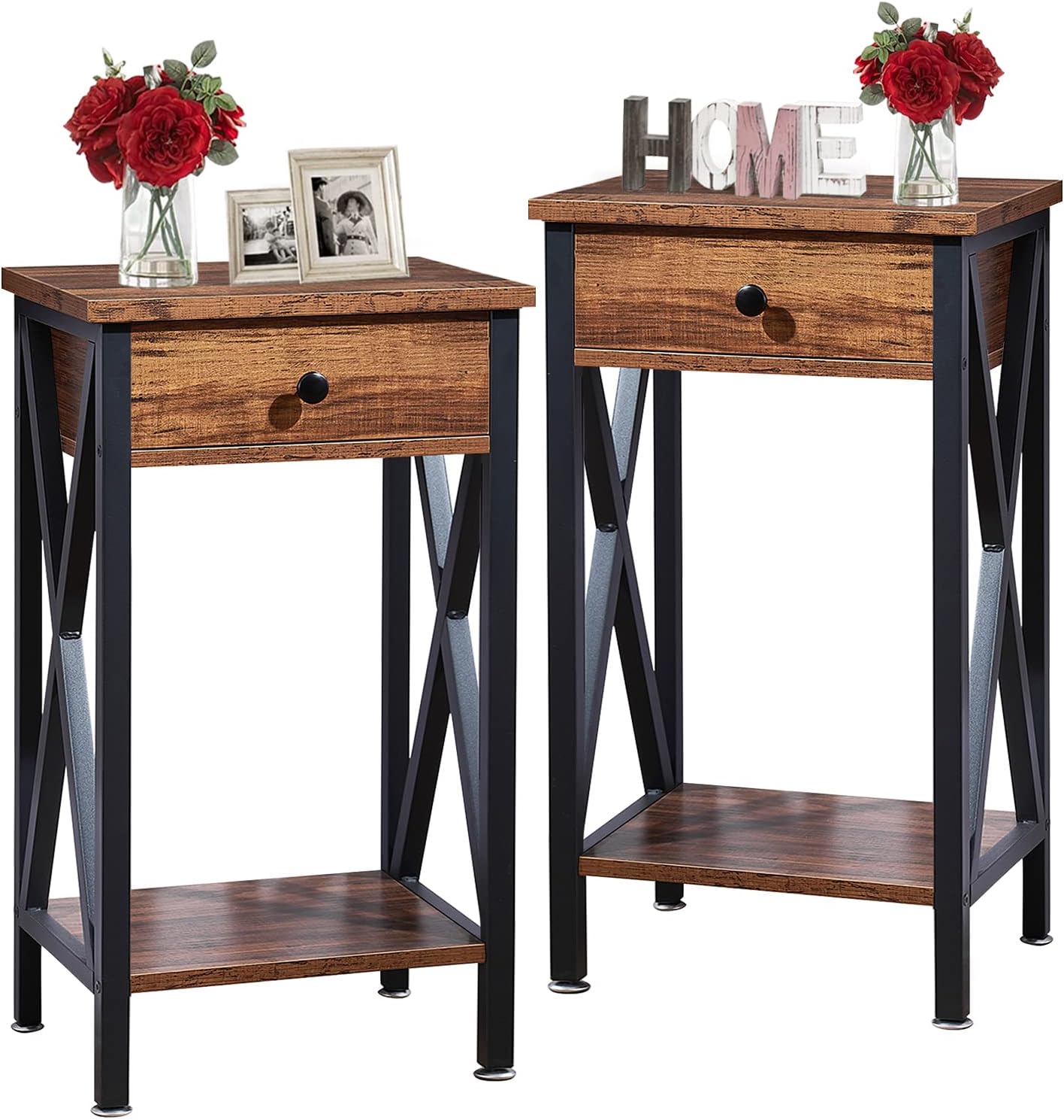 VECELO 27.6‘’ Tall Nightstand End Side Table, 1 pack/2 packs