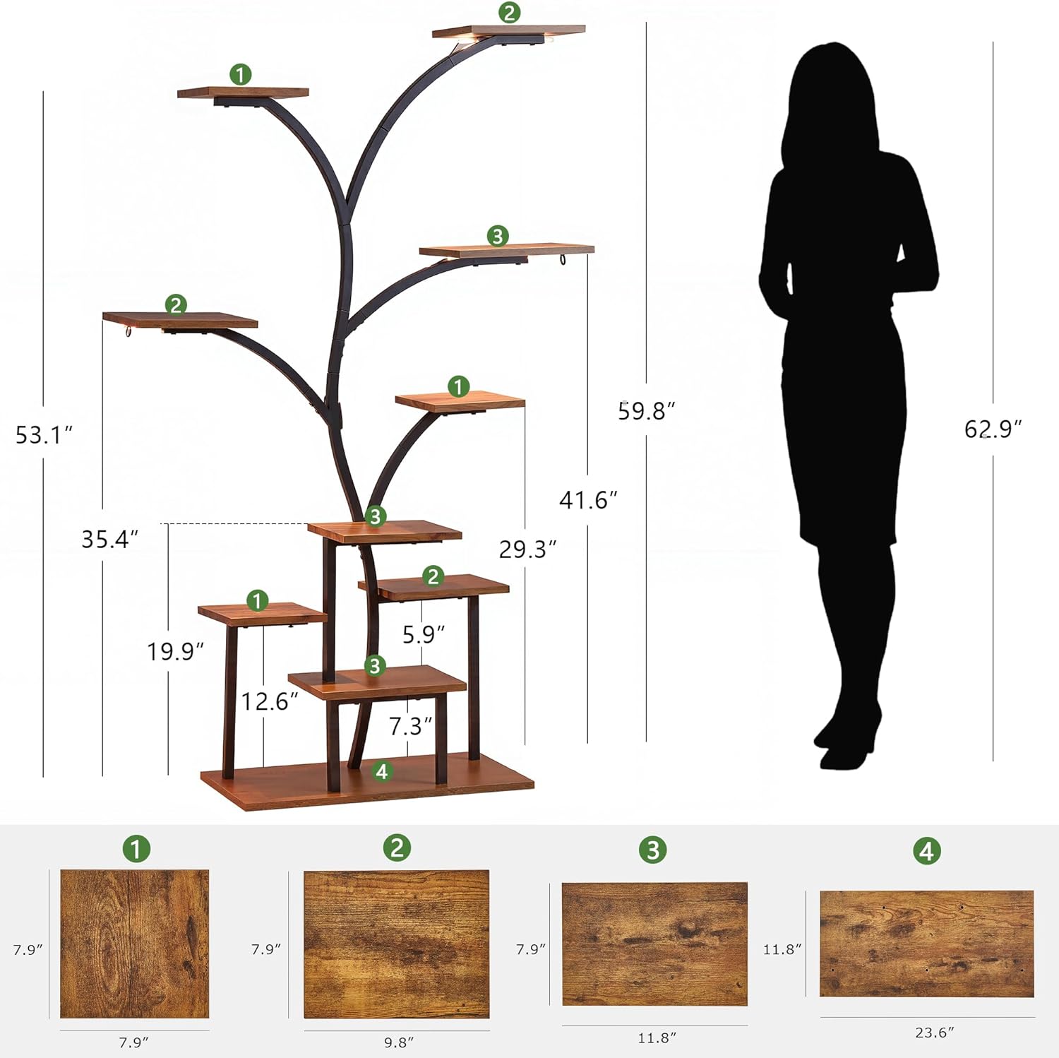 VECELO Plant Stand with Grow Light