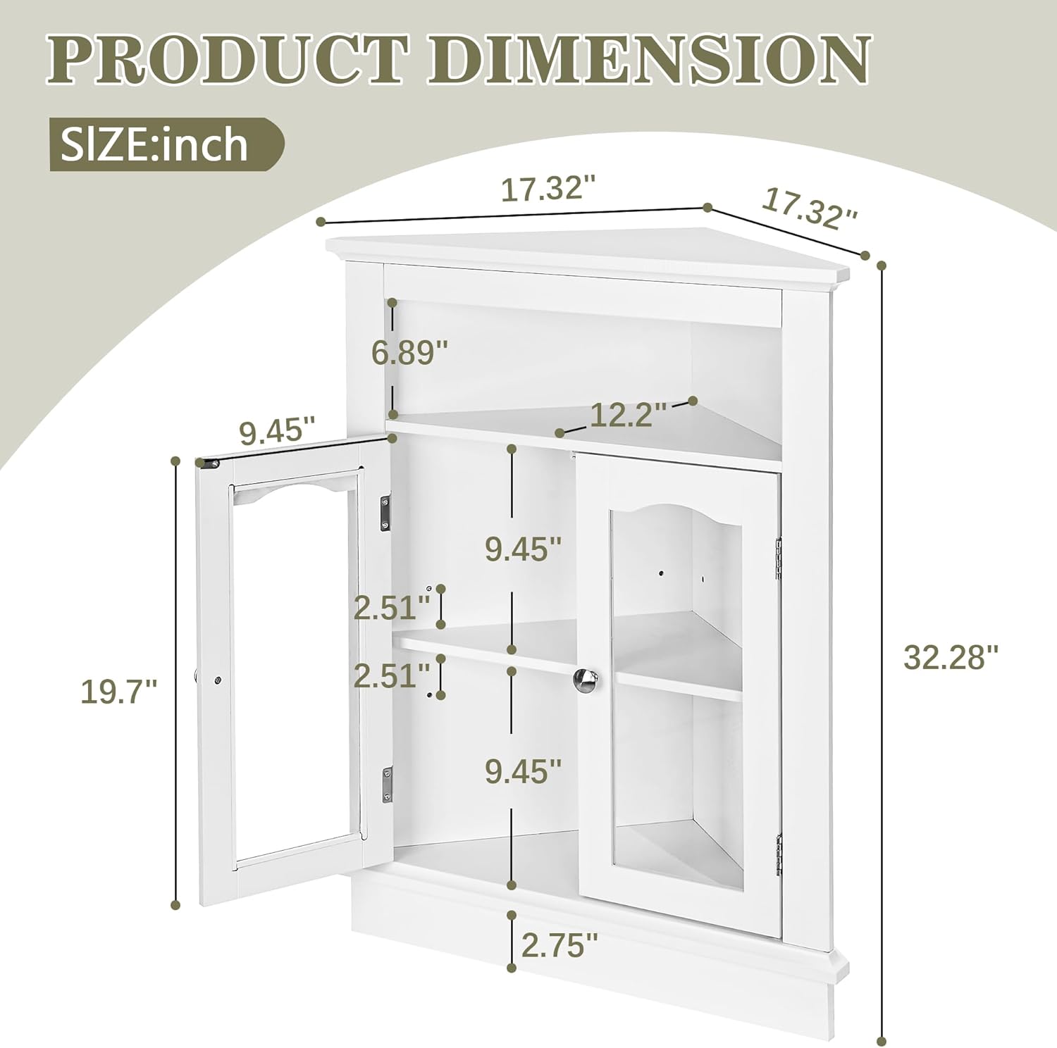 VECELO Corner Bathroom Cabinet
