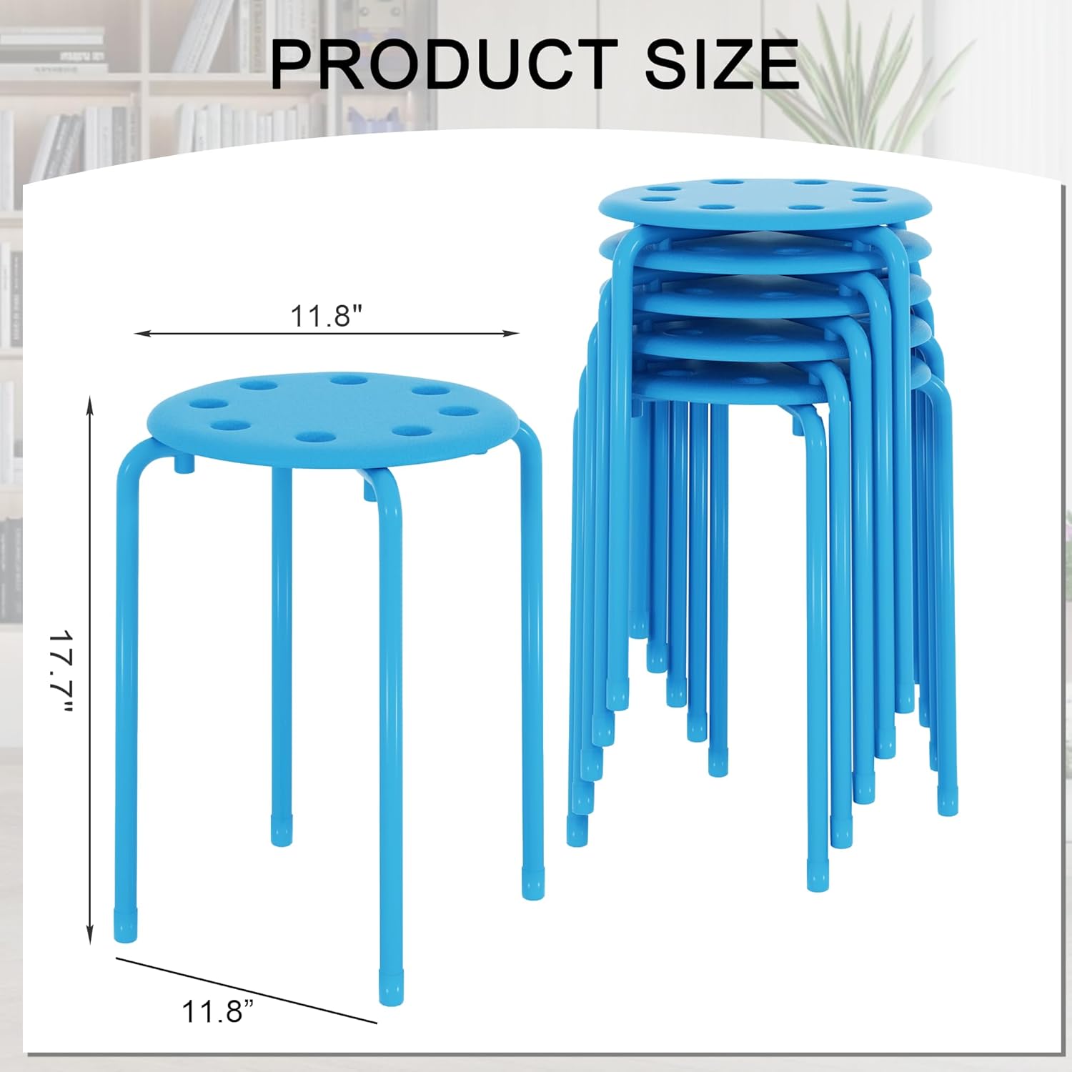 VECELO 6-Piece Stacking Stools, 17.7 Inch Standard Height - VECELO