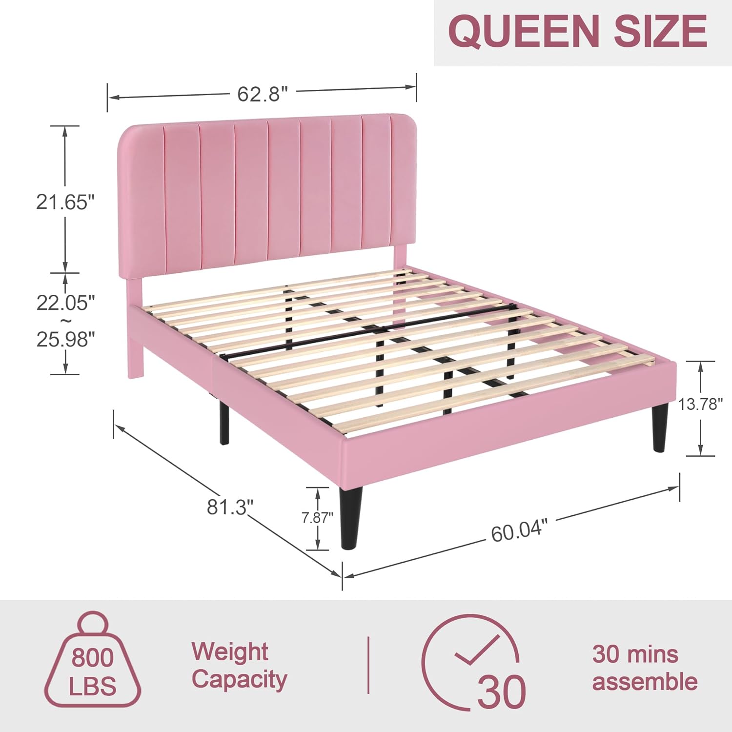 VECELO Upholstered Platform bedframe with Adjustable Headboard