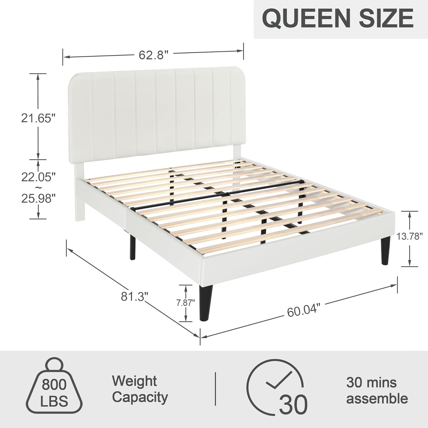 VECELO Upholstered Platform bedframe with Adjustable Headboard