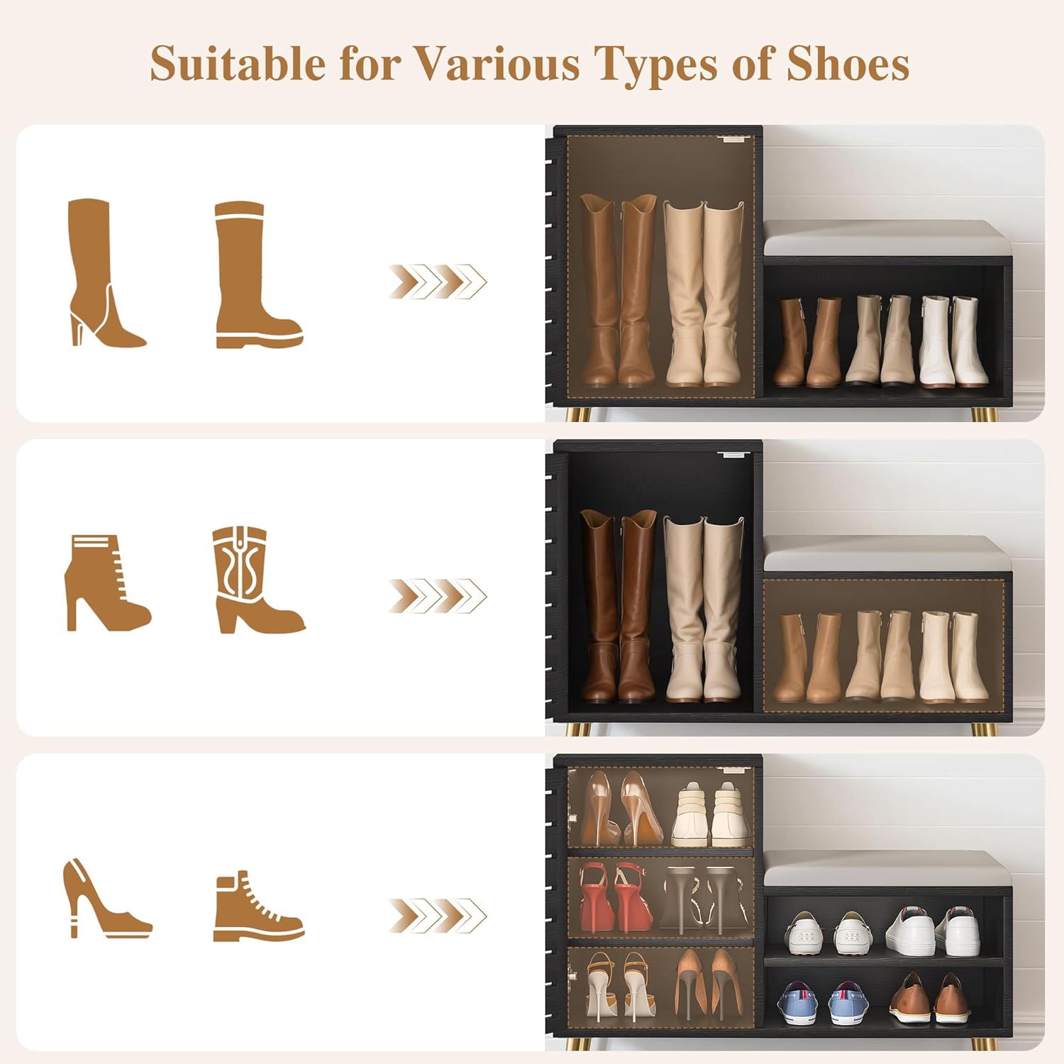 VECELO Shoe Storage Bench with Door&Shelf