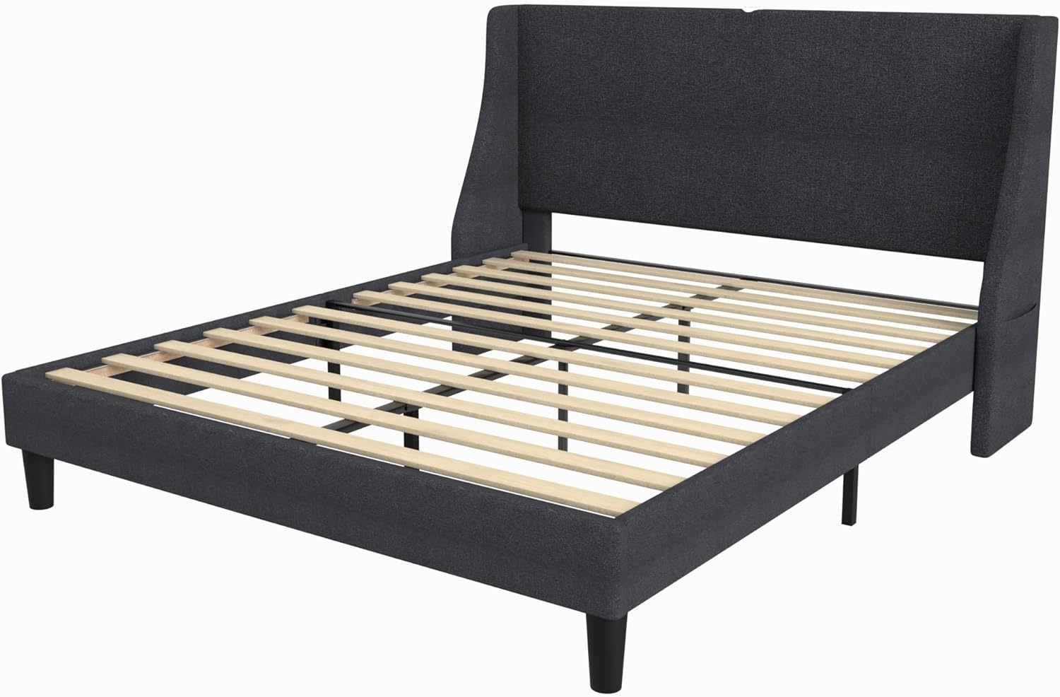 VECELO Bed Frame with Upholstered Wingback Headboard - VECELO