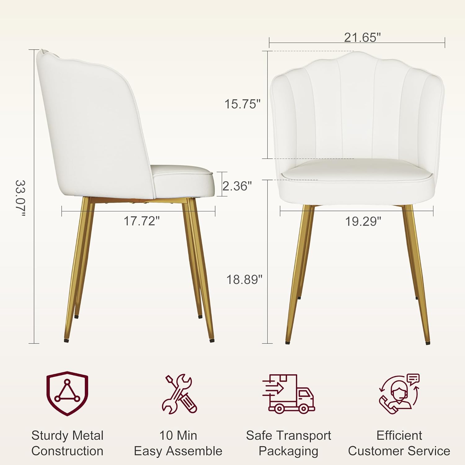 VECELO Velvet Dining Chairs Set of 4