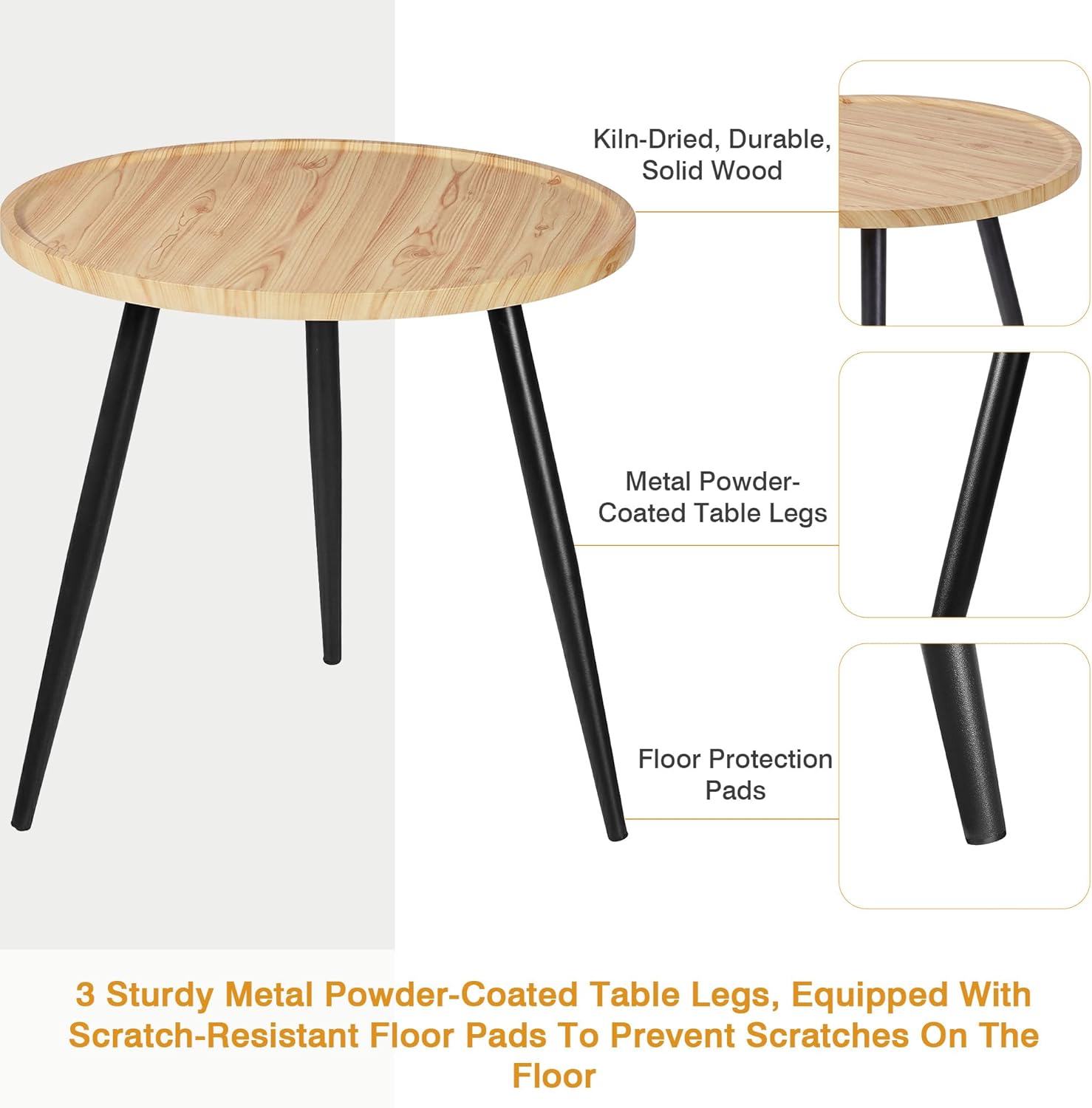 VECELO Modern Side Table, Round Small End Table
