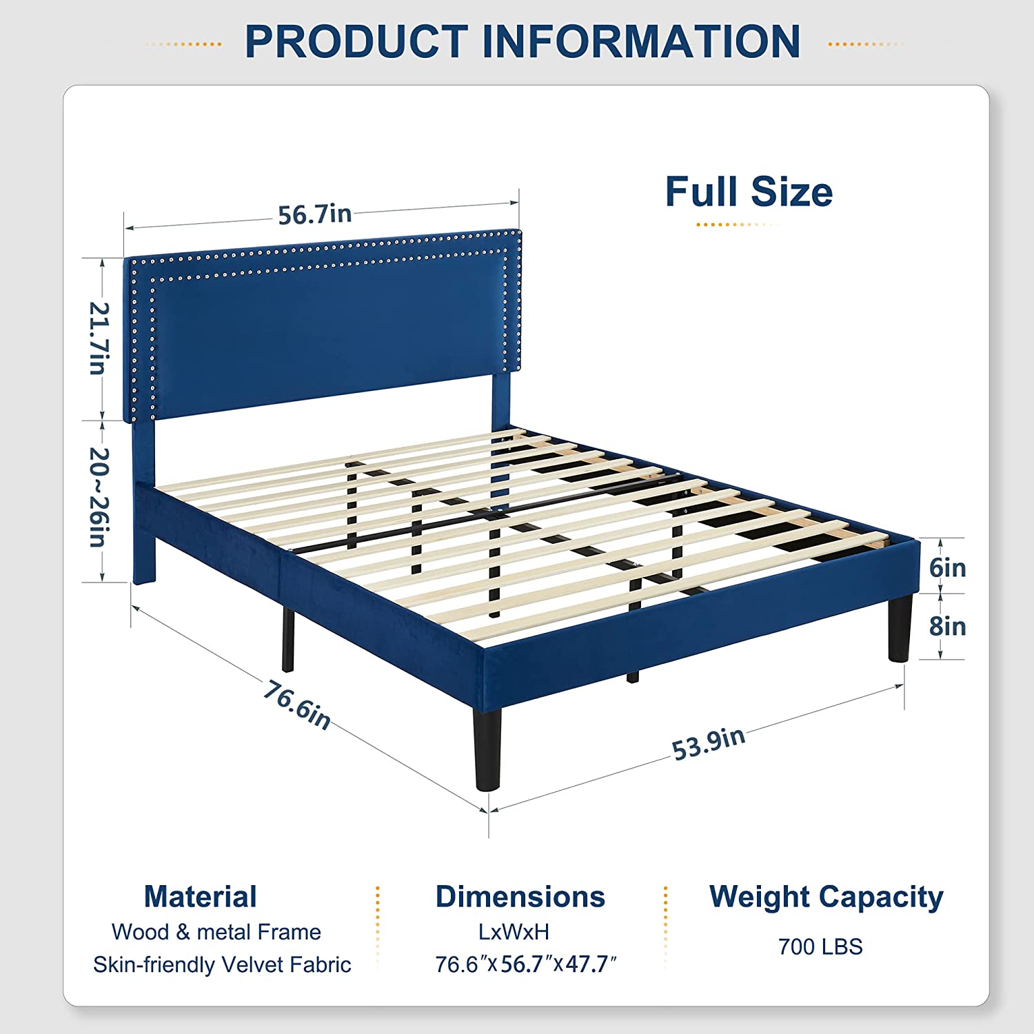 VECELO Modern Platform Bed Frame/Mattress Foundation with Height Adjustable Upholstered Headboard