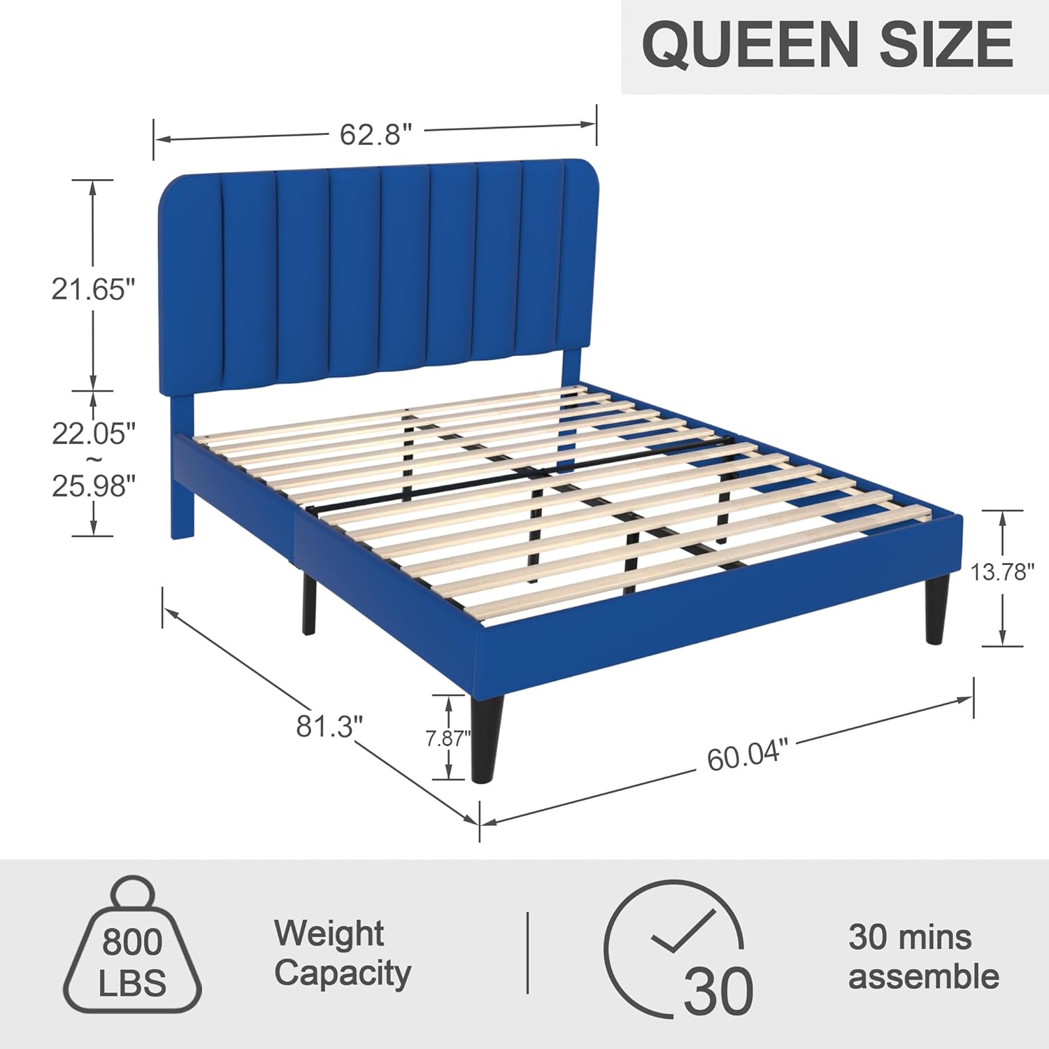 VECELO Upholstered Platform bedframe with Adjustable Headboard