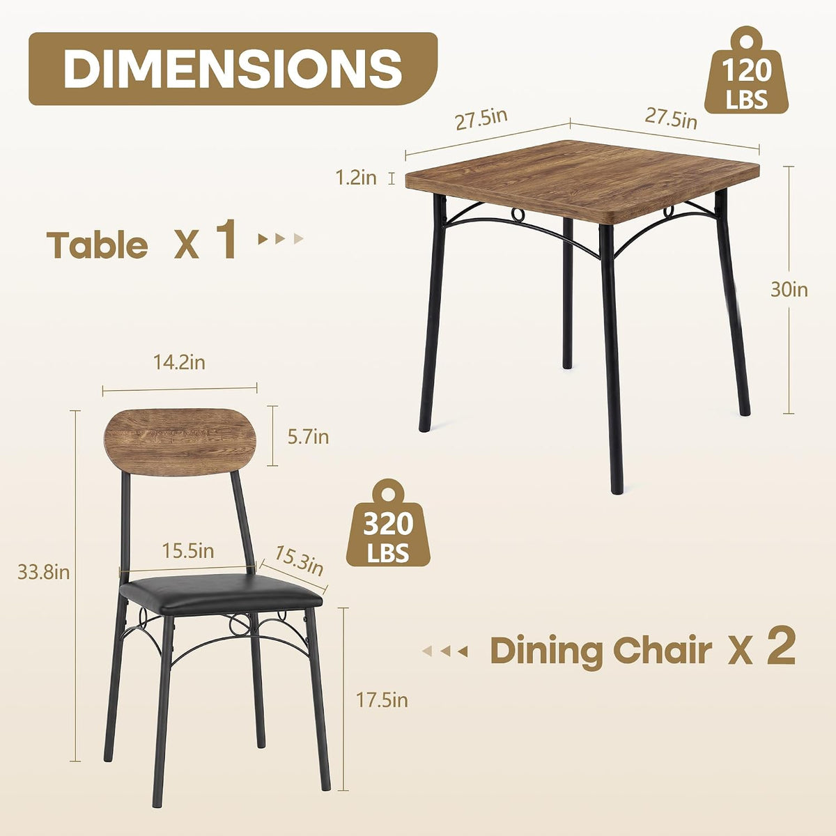 VECELO Dining Table Set