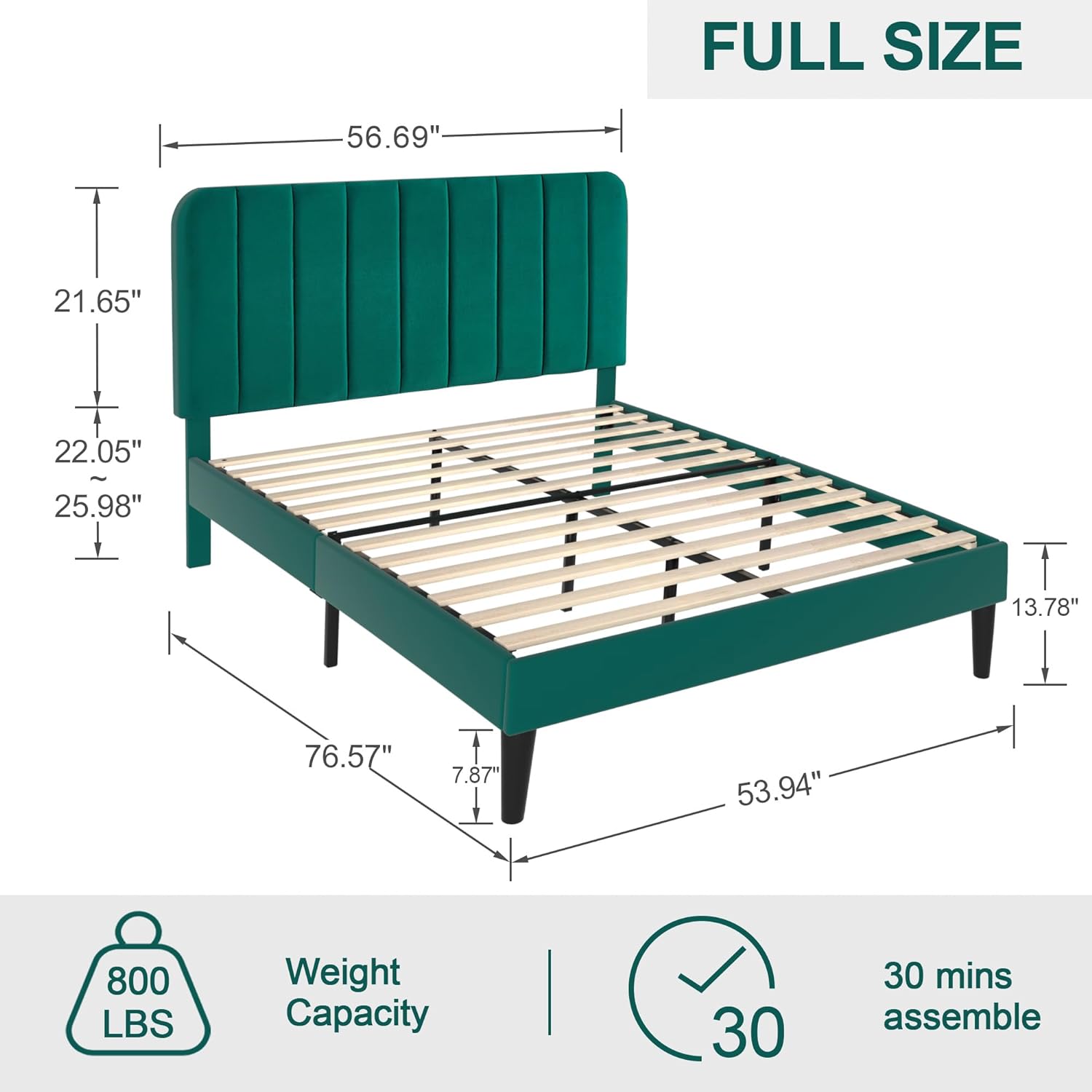 VECELO Upholstered Platform bedframe with Adjustable Headboard