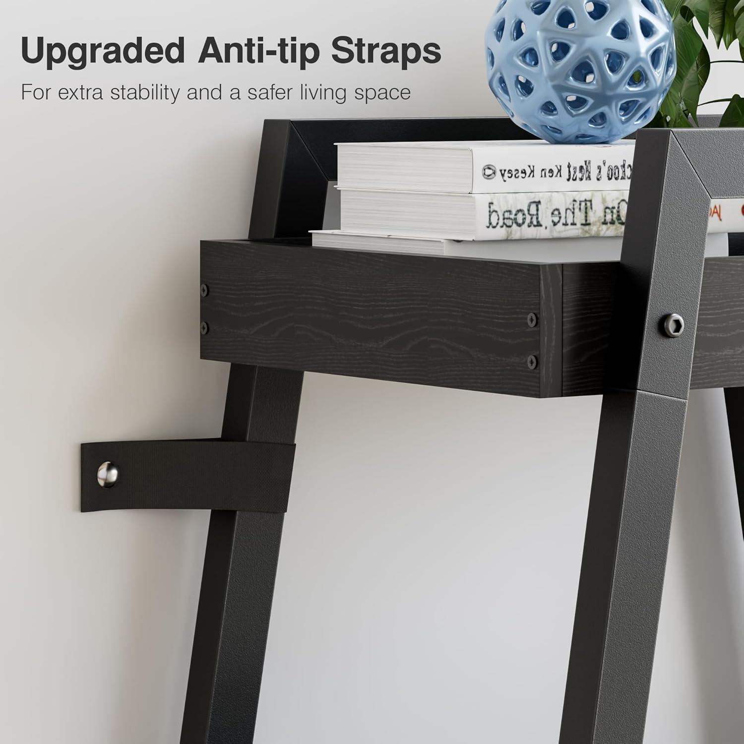 VECELO Ladder Shelf/Display Shelf 4 Tier Storage Bookcase Rack Wood & Steel