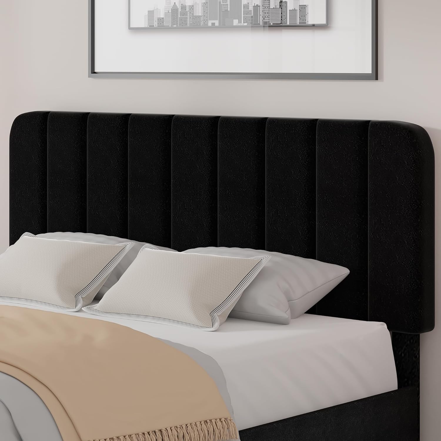 VECELO Twin Size Bed Frame with Adjustable Headboard, Velvet Heavy Duty Platform Beds with Strong Wood Slats Support